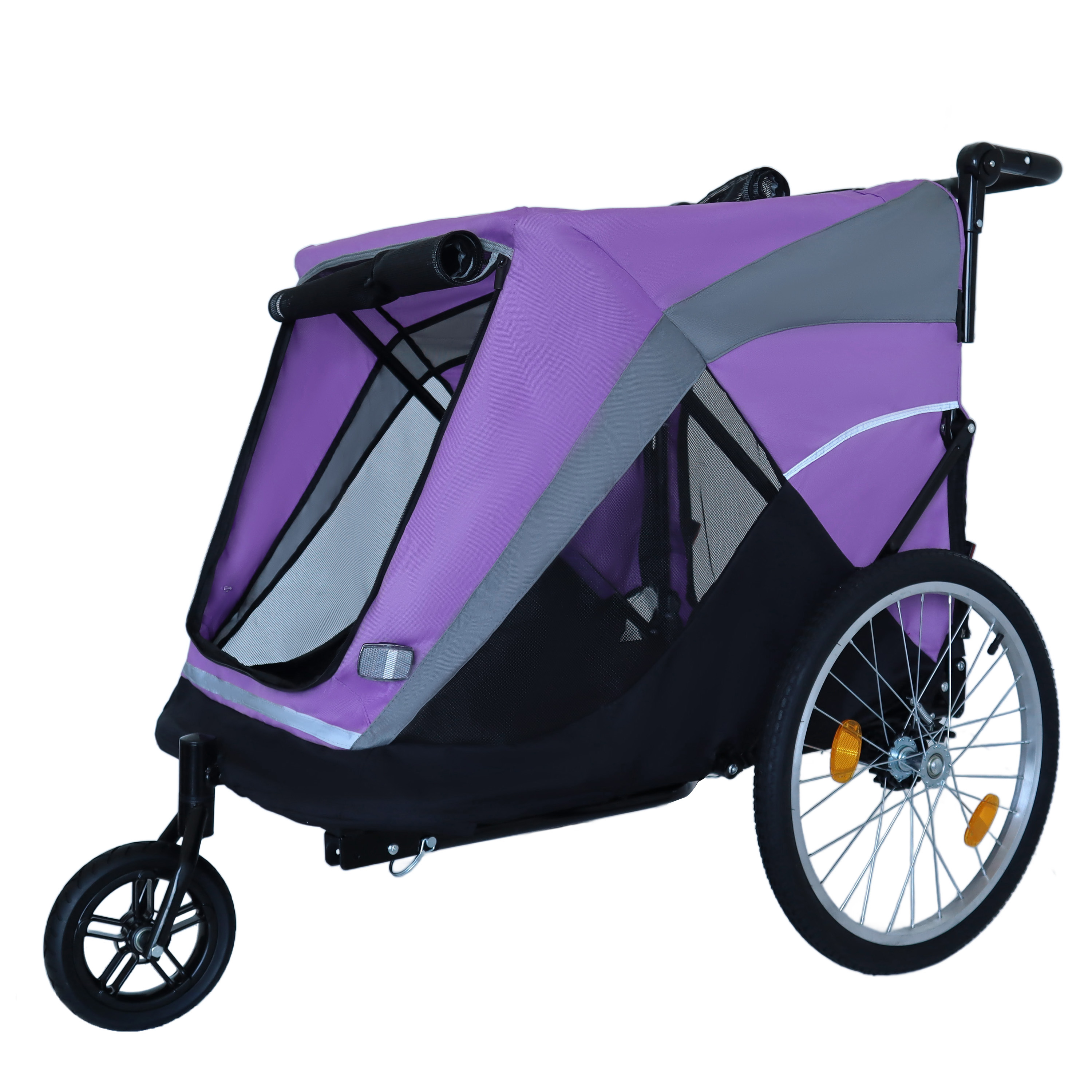 2-in-1 Bike Trailer & Push Cart for Pets - Detachable Bike Hitch & Push Handle Included - Quick Release Wheel, Internal Leash, Dual Cup Pockets and Underneath Storage Bag,  Holds Pets Up to 100 lbs — foto 19