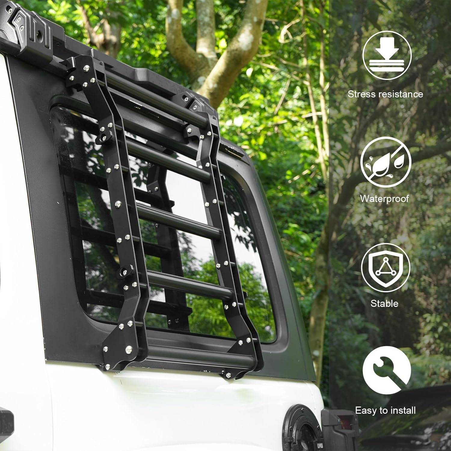 20269 Rear Window Ladder for 2018-2025 Jeep Wrangler JL JLU 2 Door 4 Door Luggage Ladder Rack Multifunctional Flank Kit — foto 8