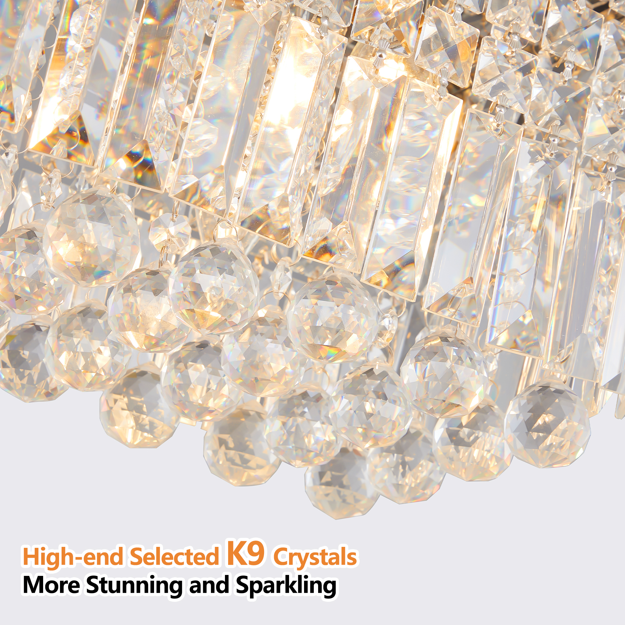 Modern Crystal Chandelier for Dining Room 8-Light White Rectangle Raindrop Chandelier Contemporary Rectangular Pendant Light Fixture for Kitchen Island Bar L39.4'' x W9.8'' x H8.7'(Bulb Not Included) — foto 3