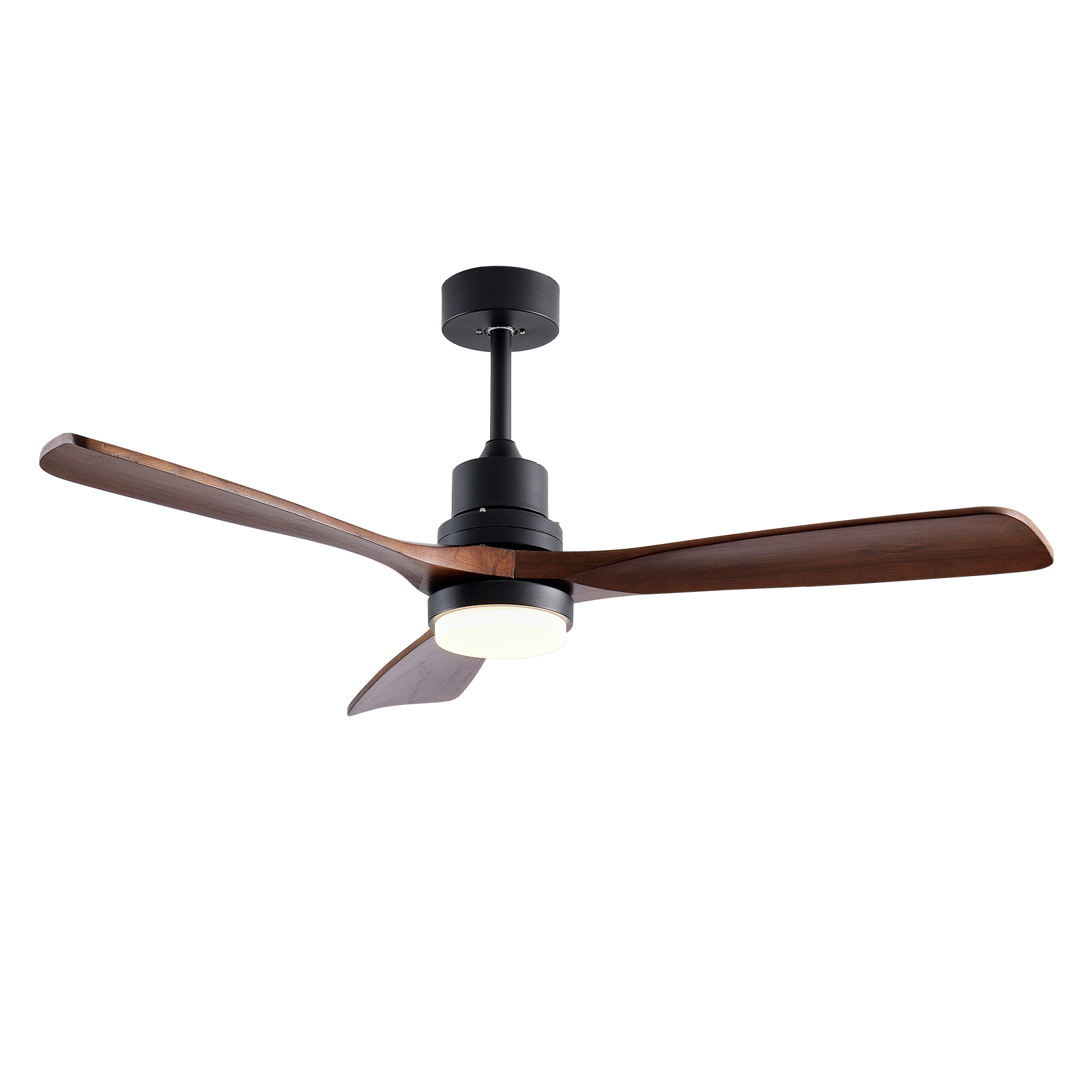 52" Wooden Ceiling Fans with Lighted Remote Control, Indoor Outdoor Wooden Ceiling Fan, Outdoor Modern Ceiling Fan with 3 Fan Blades for Patio, Living Room, Farmhouse, etc (Black + Walnut) — foto 4