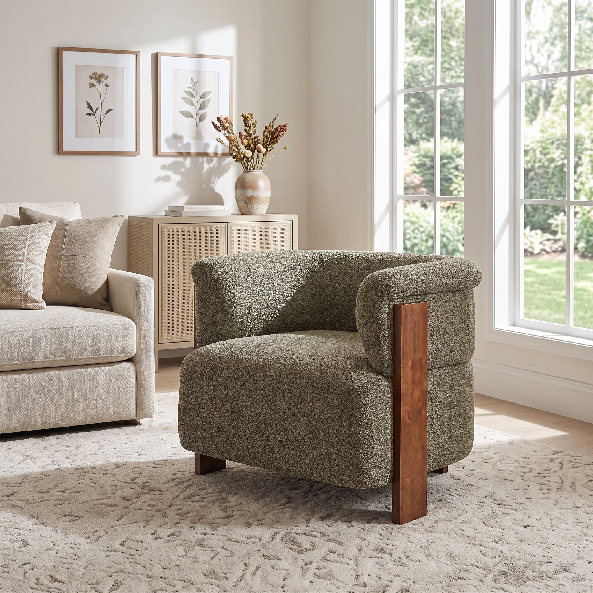 Teddy Fleece Barrel Accent Chair, picture 3 of 4