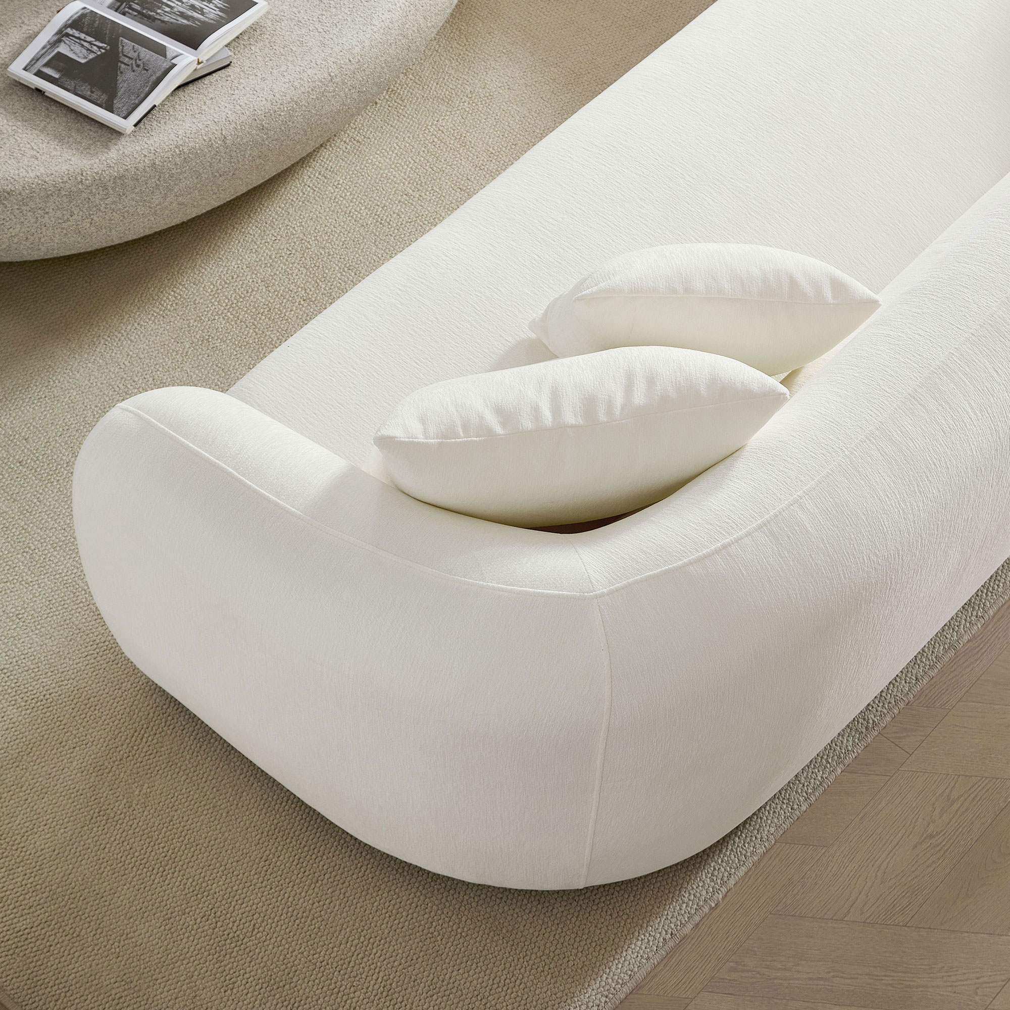 125.2 inch Mordern Curved L-Shaped Modular Sofa with Comfort Pillows,Upholstered Comfy Couch,Sectional Sofa for Living Room,Office — foto 5