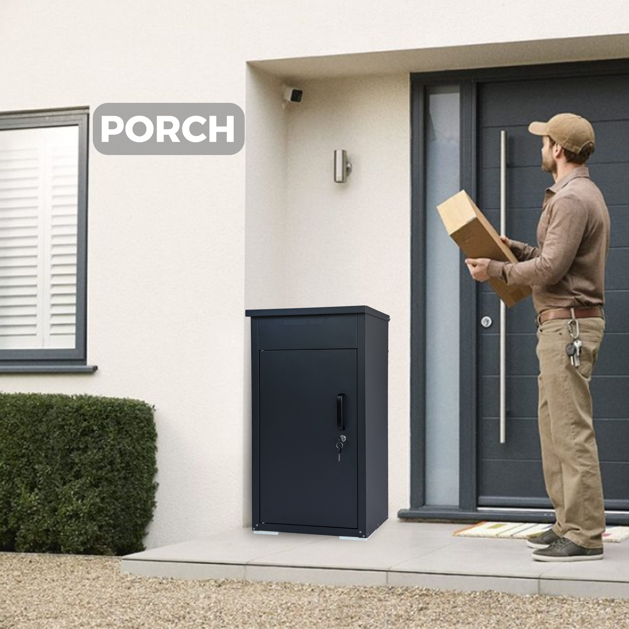 Package Delivery Box for Outside,  Cold-Rolled Steel Delivery Box for Packages & Mails, Anti-Theft Lockable Large Mailbox for Porch, House, Curbside, Black — foto 14