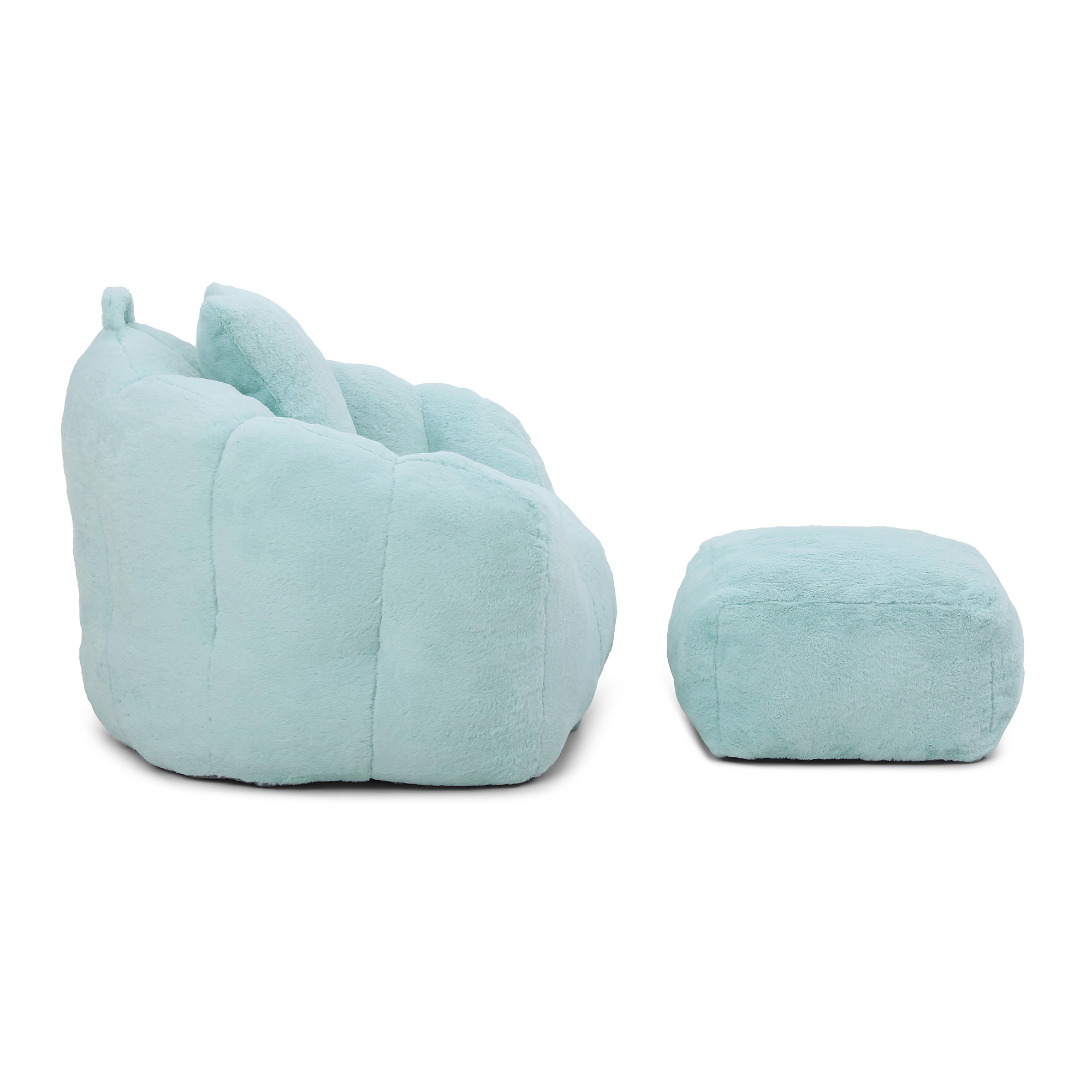 Giant Bean Bag Chair withFootstool, Oversized Bean Bag for Adults and Kids, Faux Fur Shell-Shaped Large Chair with Filler, Stuffed Big Accent Sofa, Floor Sofa for Gaming,Reading Living Room Bedroom 7