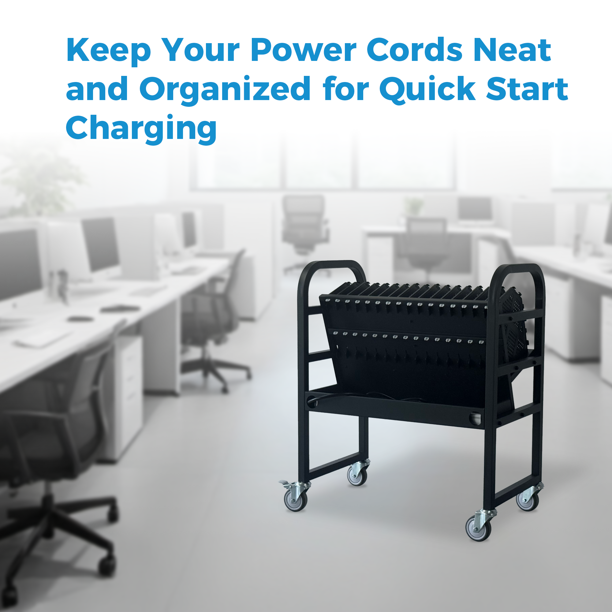 16-Device Mobile Open School Charging Cart Station for Ipads, Chromebooks, Tablets and Laptops Computer with Power Strip Included, Assembly Required — foto 2