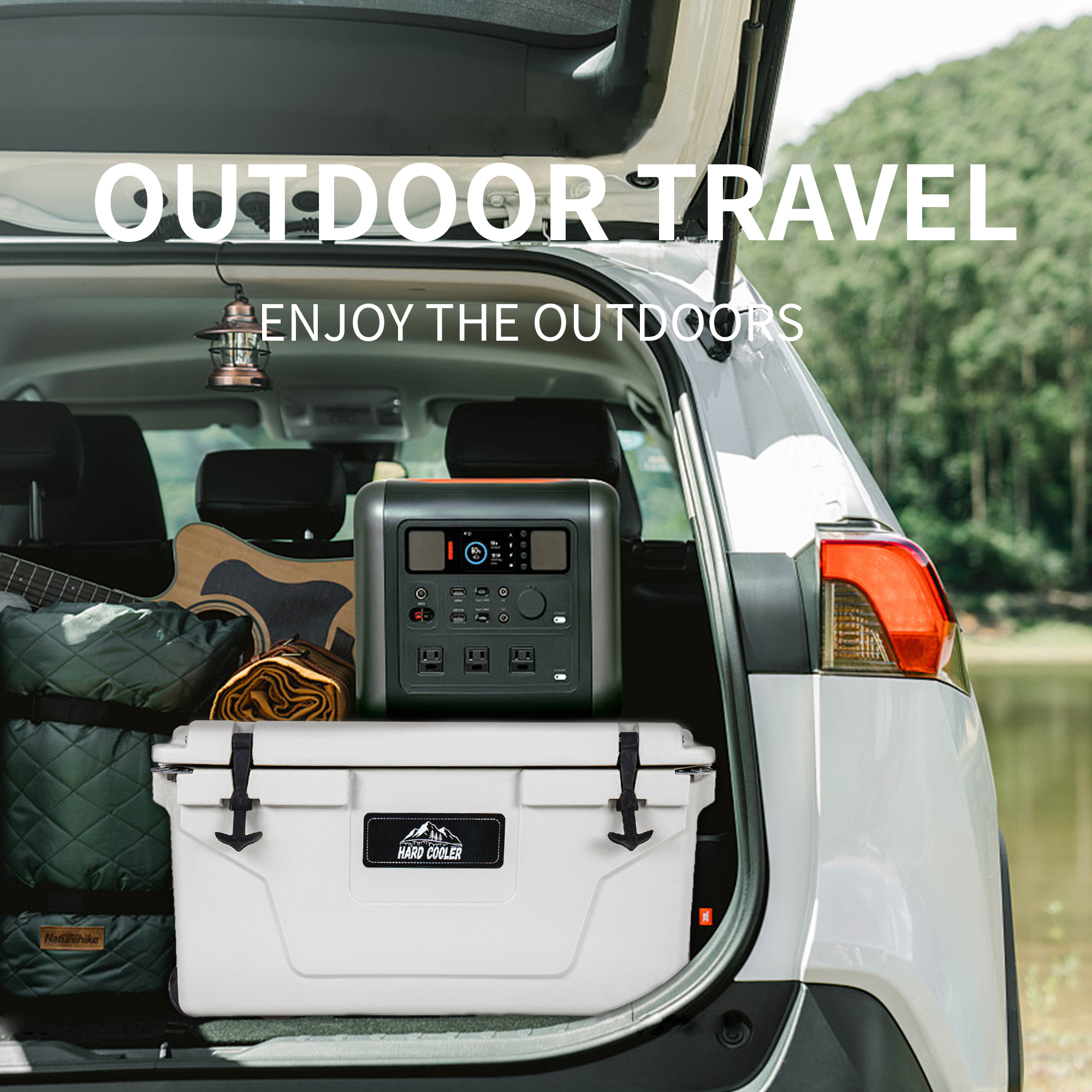 White outdoor Camping Picnic Fishing portable cooler 65QT Portable Insulated Cooler Box — foto 7