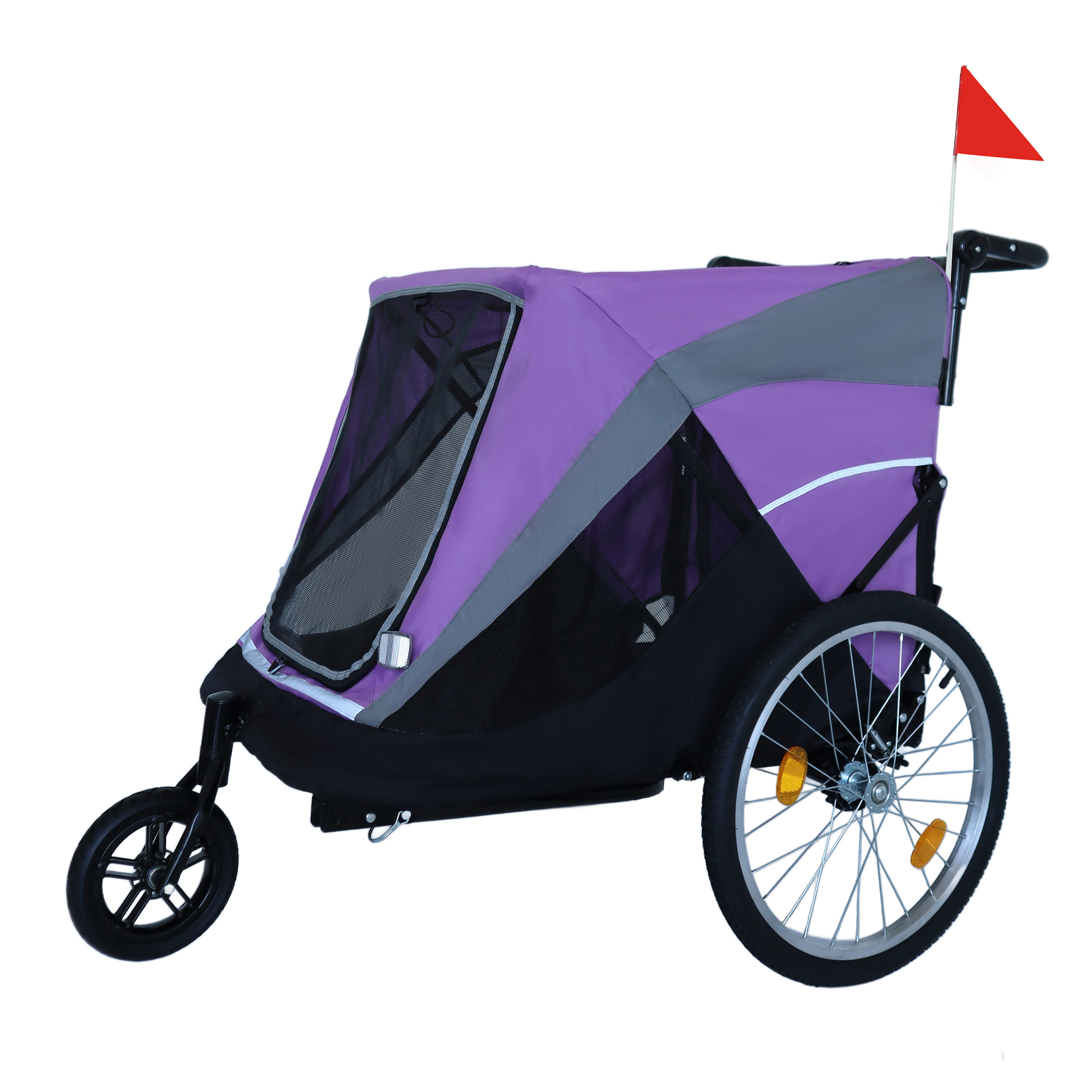 2-in-1 Bike Trailer & Push Cart for Pets - Detachable Bike Hitch & Push Handle Included - Quick Release Wheel, Internal Leash, Dual Cup Pockets and Underneath Storage Bag,  Holds Pets Up to 100 lbs — foto 24