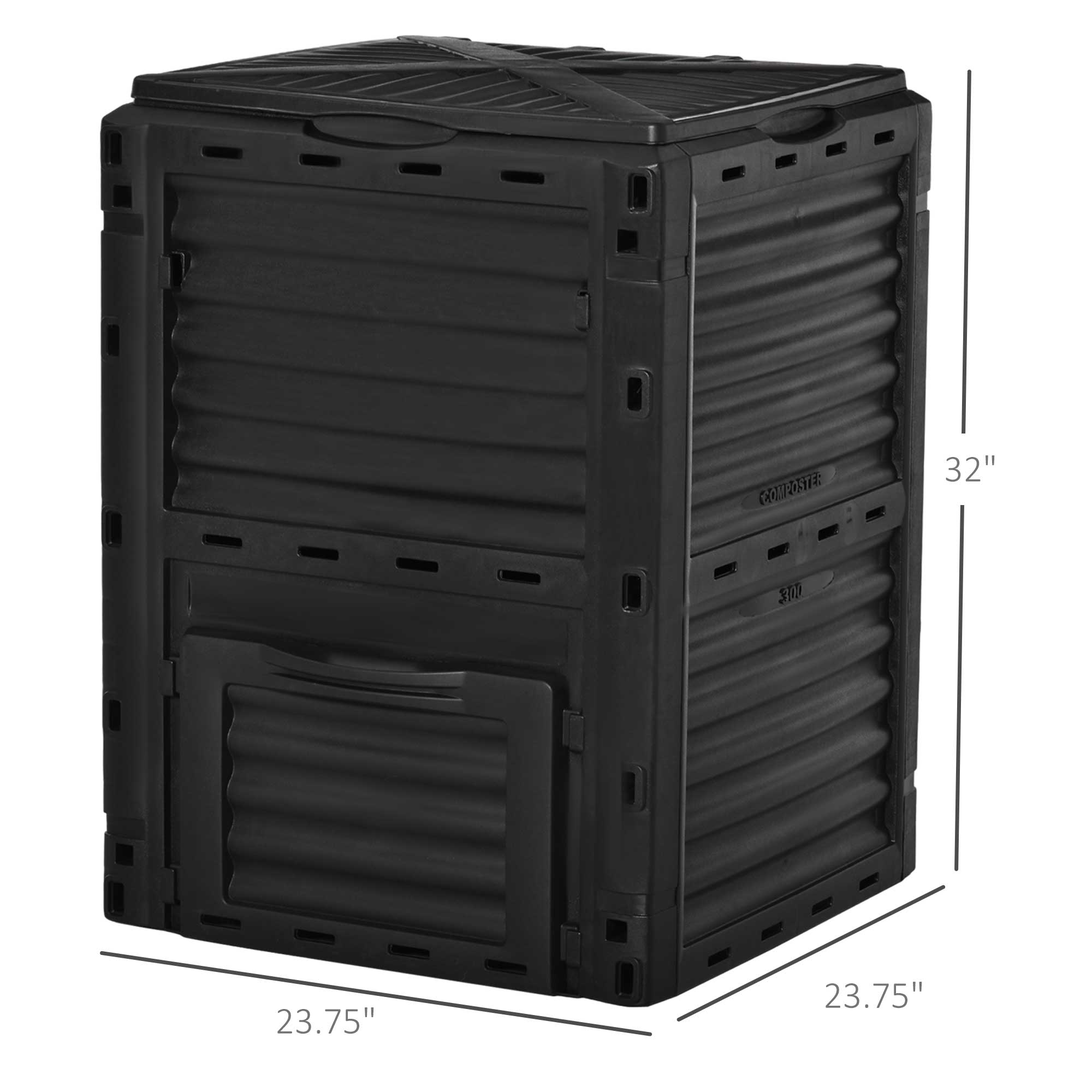 Outsunny Garden Compost Bin 80 Gallon Outdoor Large Capacity Composter Fast Create Fertile Soil Aerating Box, Easy Assembly, Black — foto 4