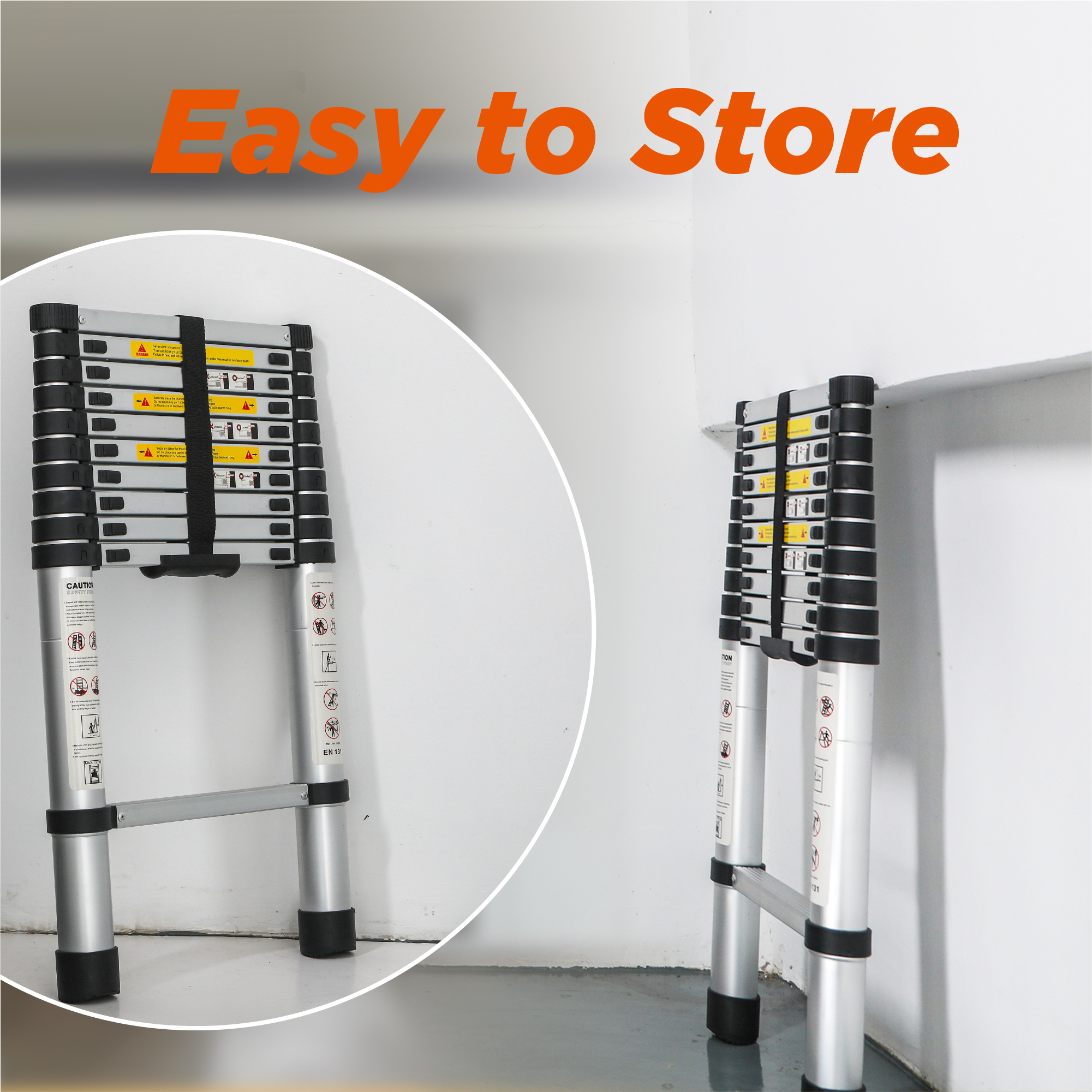 Telescoping Ladder 10.5FT, Telescopic Extension Ladder, Aluminum Alloy Folding Ladder Portable Multi-Purpose for Indoor Outdoor Work, Heavy Duty 300 lbs Load — foto 4