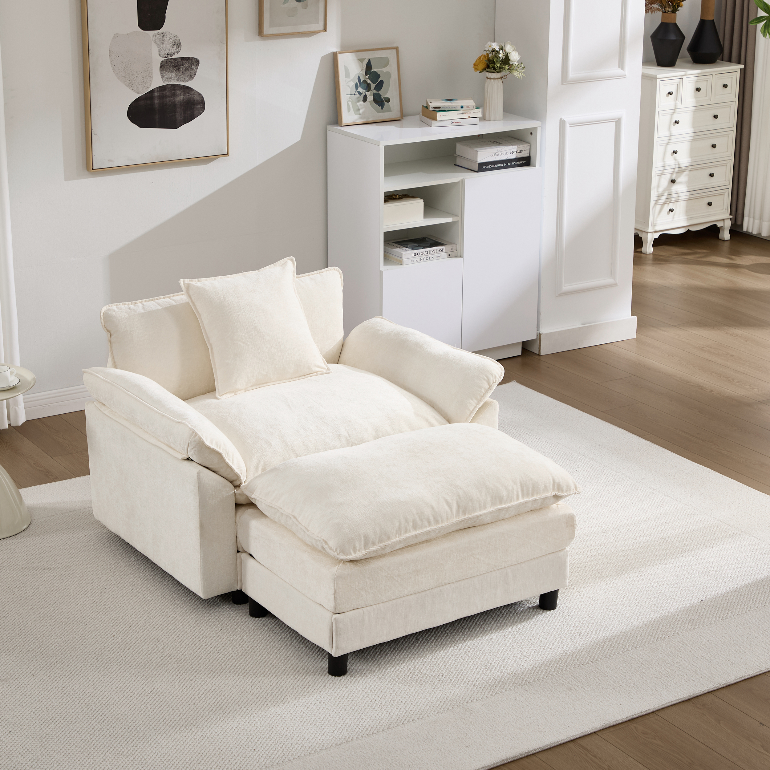 Chenille Accent Chair with Ottoman, picture 3 of 5