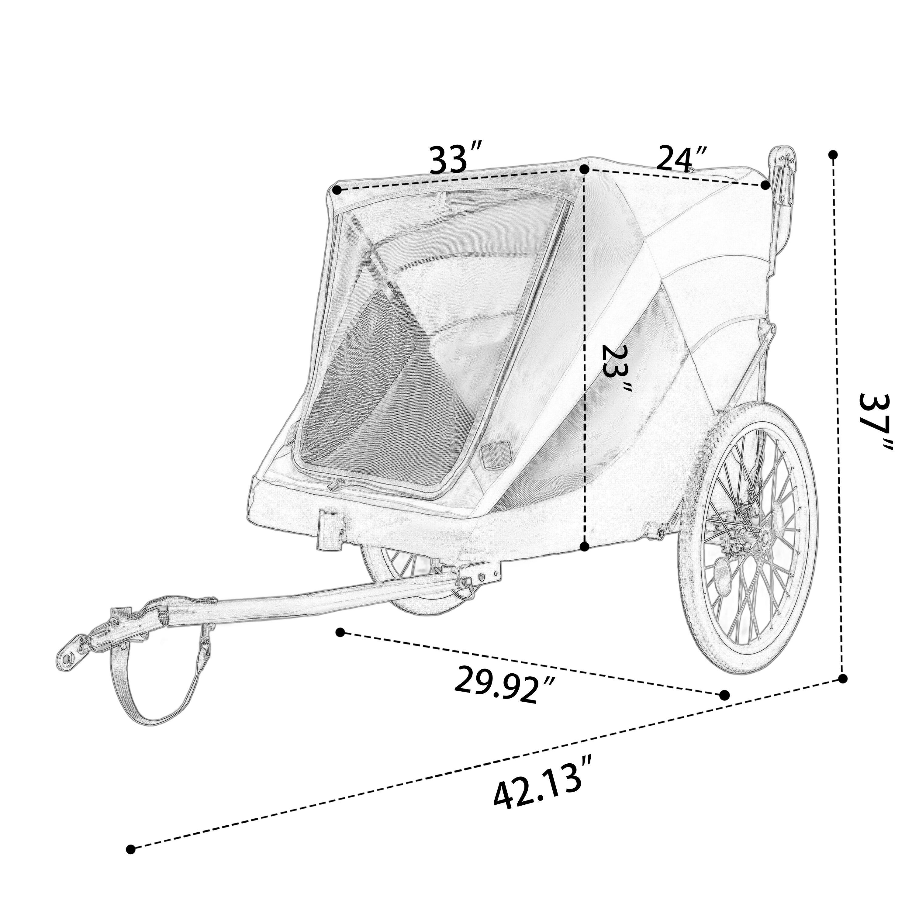 2-in-1 Bike Trailer & Push Cart for Pets - Detachable Bike Hitch & Push Handle Included - Quick Release Wheel, Internal Leash, Dual Cup Pockets and Underneath Storage Bag,  Holds Pets Up to 100 lbs — foto 21