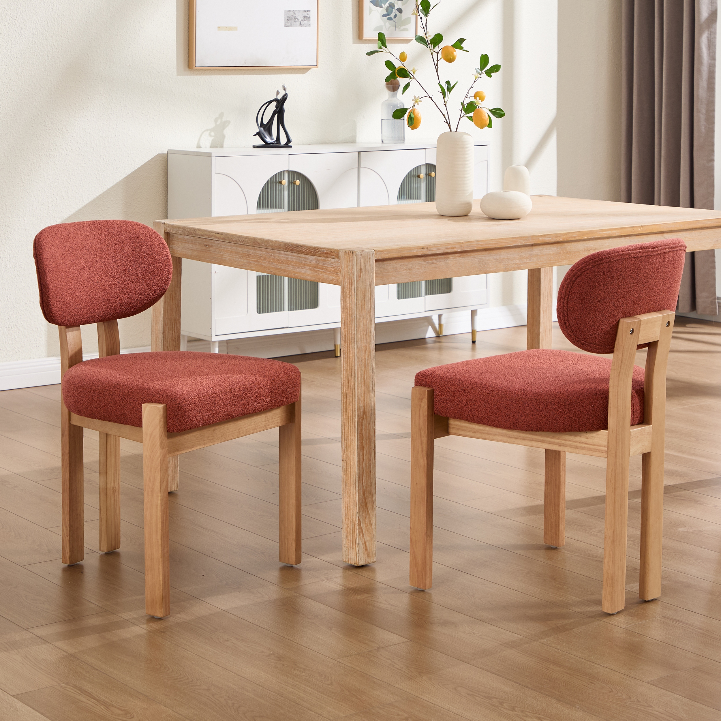 Wooden Dining Chairs Set of 2, Modern Fabric Upholstered Dining Room Chair Kitchen Chairs, Farmhouse Dinner Chair for Kitchen Dining Room 9