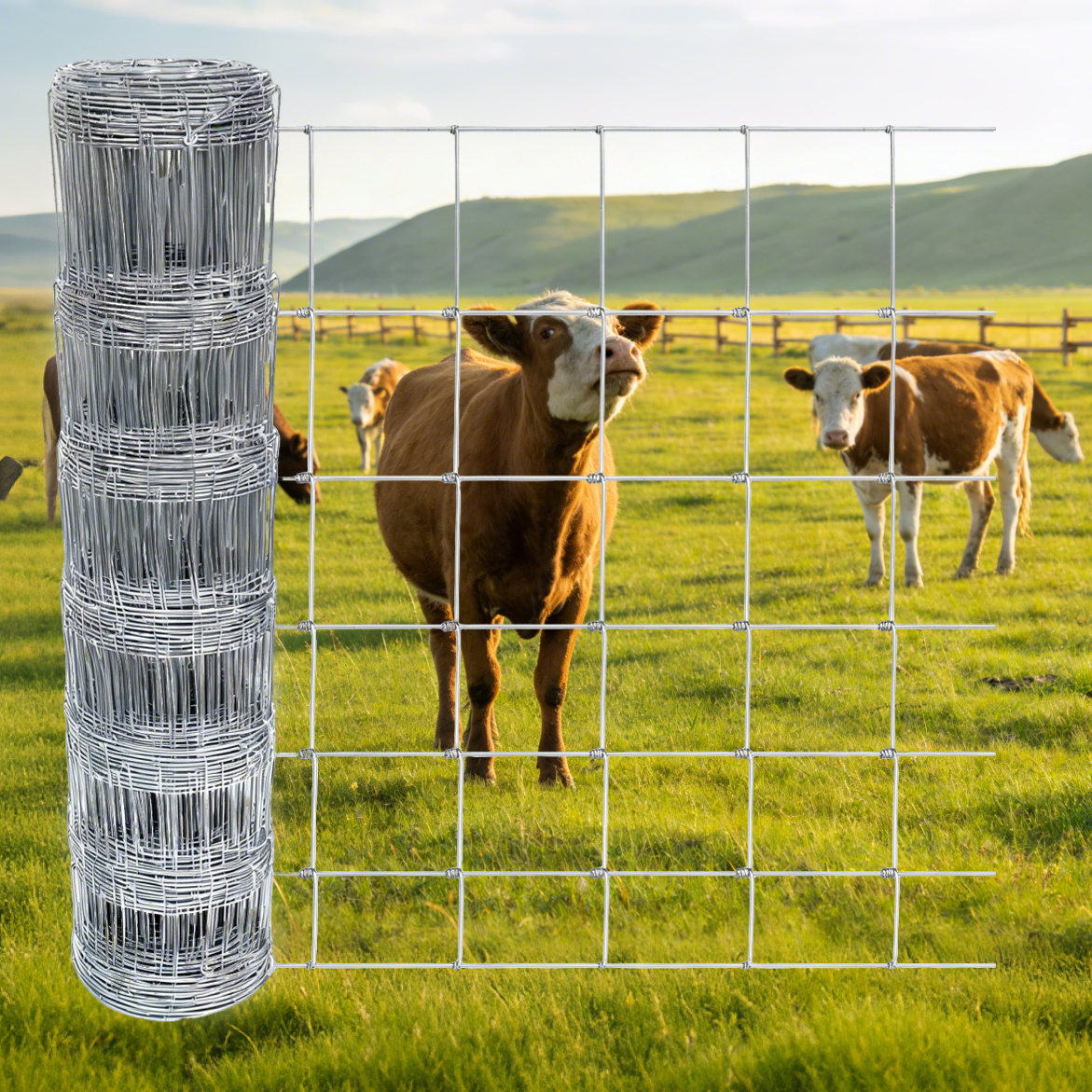 Farm Livestock Fence, 4.9*328FT Galvanised Iron Wire Farm Fence Cattle Fence Deer Fence Grassland Fence,Please Check Size Chart, Not for Small Animals