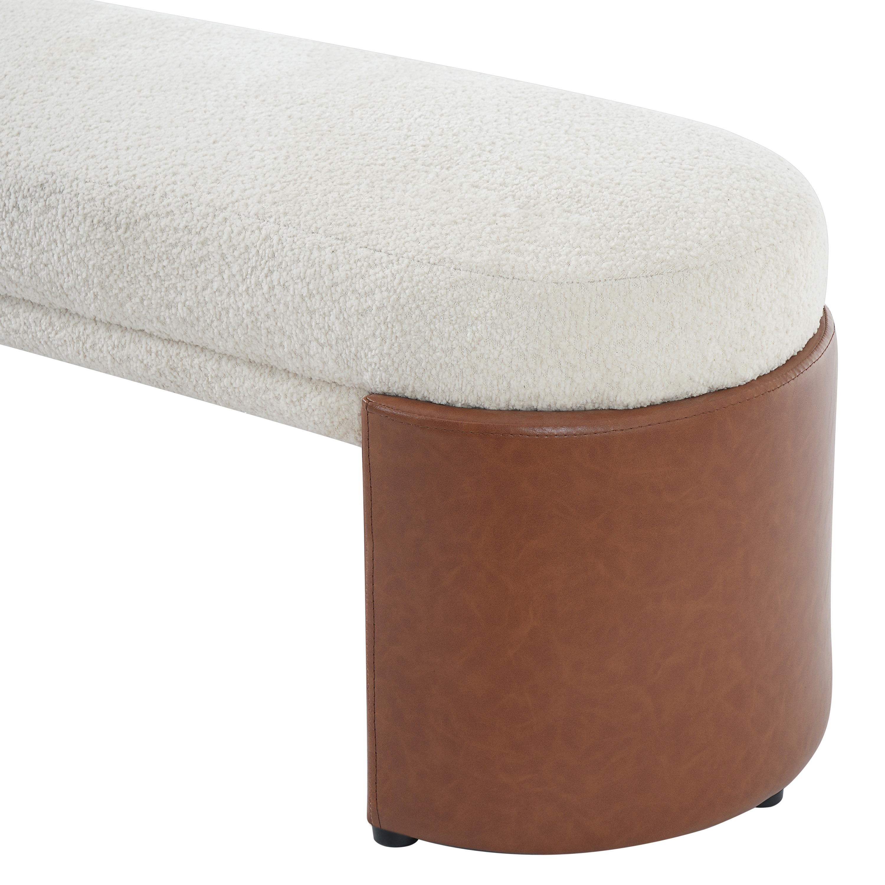 Boucle Upholstered Dining Bench, picture 4 of 5