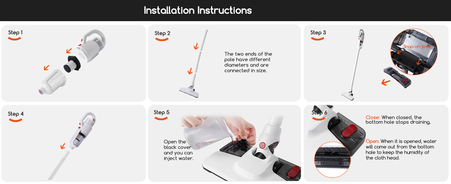 Lightweight Stick Vacuum Cleaner, Unique Vacuum and Mop Combo - 3 Dust Filters/Microfiber Pads,Corded Stick Vacuums & Electric Brooms - 400W 12Kpa Suction for Kitchen, Bedroom, Living Room — foto 3