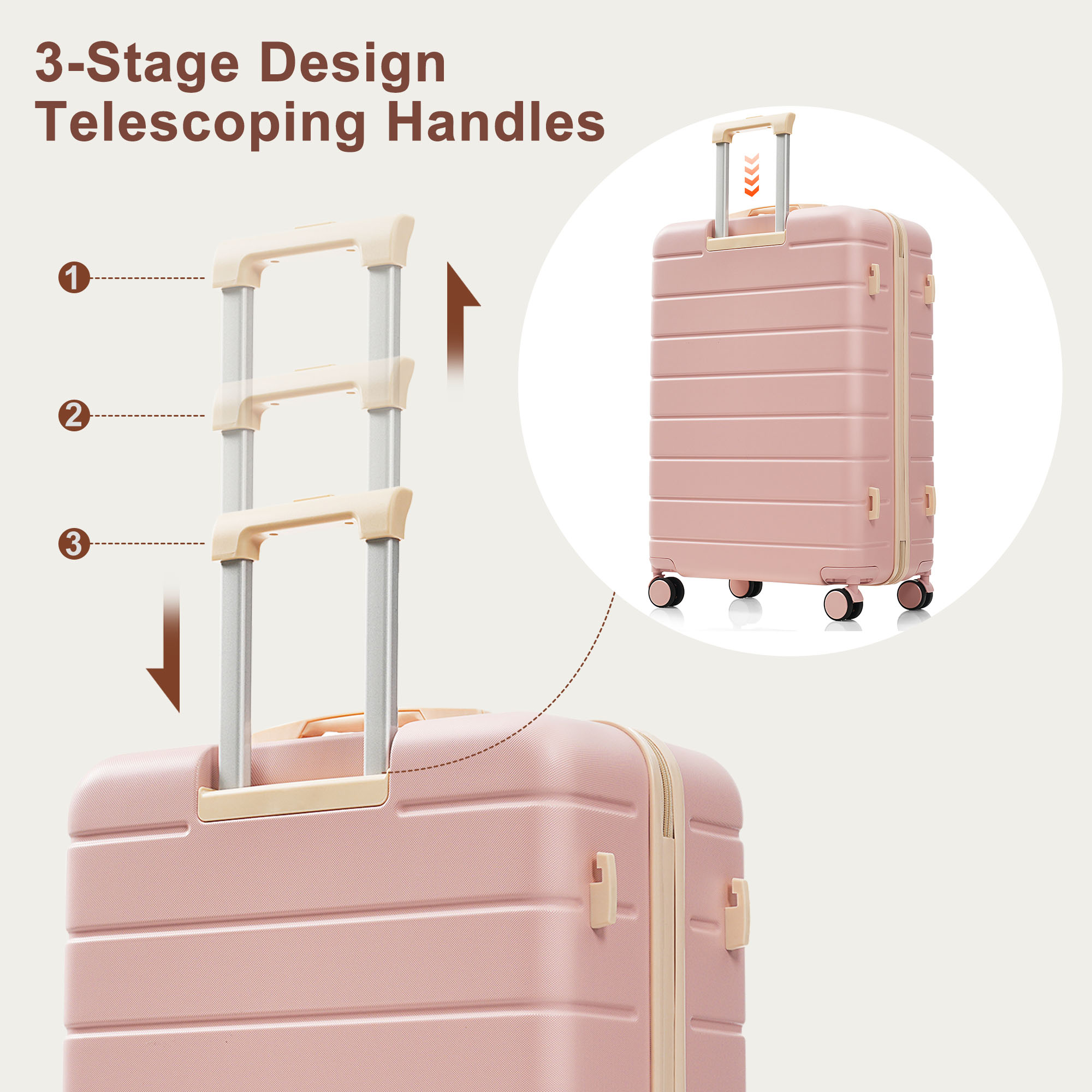 Travelpro Max 6-Piece Hardside Luggage Set with TSA Lock, 14/20/24/28 Inch Spinner Suitcase Set with Expandable Travel Duffel Bag & Waterproof Toiletry Kit, Adjustable Handle (
pink)