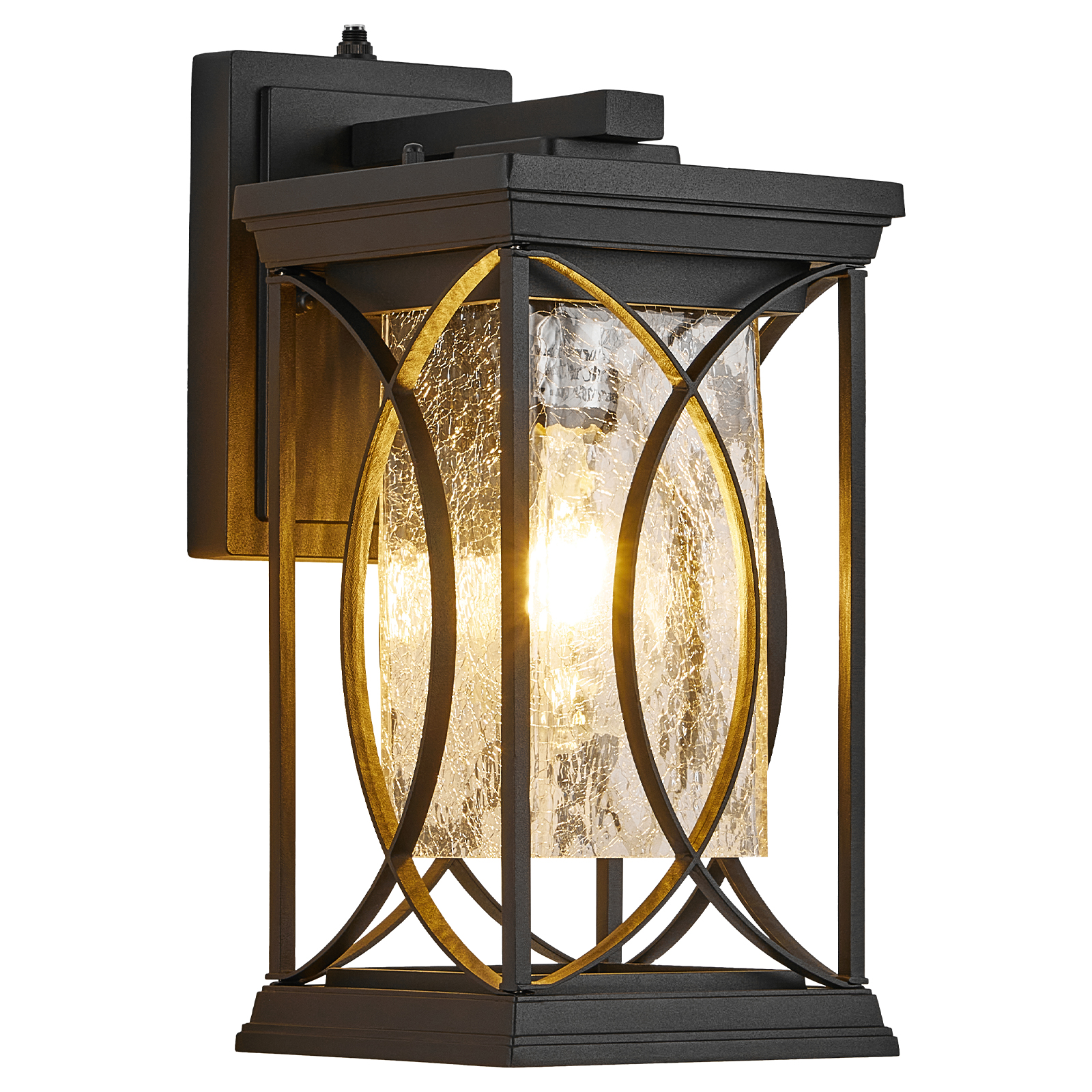 Oil Rubbed Bronze Porch Light Dusk to Dawn Outdoor Wall Lantern Small Modern Exterior Light Fixture Aluminum with Crack-Like Glass IP65 Waterproof Outdoor Sconce Outside Light for House, Front Door