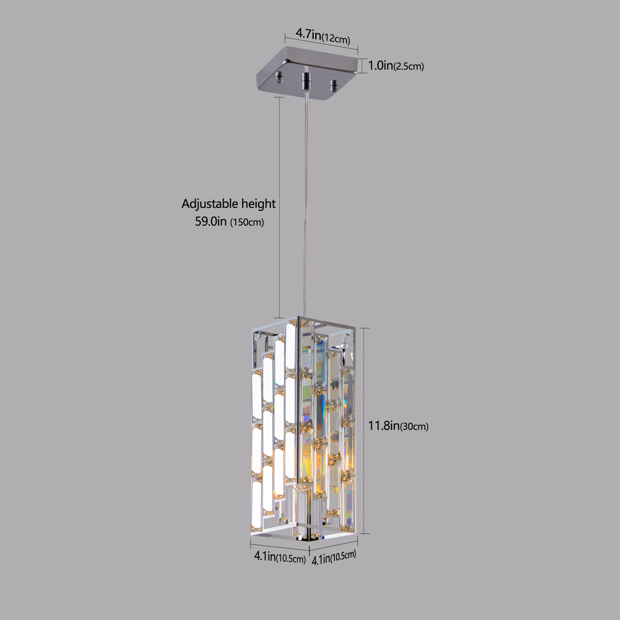 4" Modern Crystal Pendant Light - 3 Pack, Adjustable Hanging Ceiling Lamp with Crystal Prism Design for Dining Room, Kitchen Island, and Living Room -Chrome Finish — foto 8