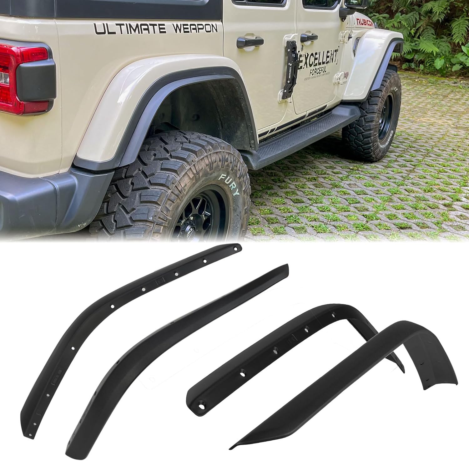 Fenders Front & Rear Fenders Compatible with 2018-2026 Jeep Wrangler JL and JLU Unlimited Rubicon, Off-Road Wheel Fender Liner Set 4 Pcs(Only Fit High Clearance Fender Flares,Not for 4XE)
