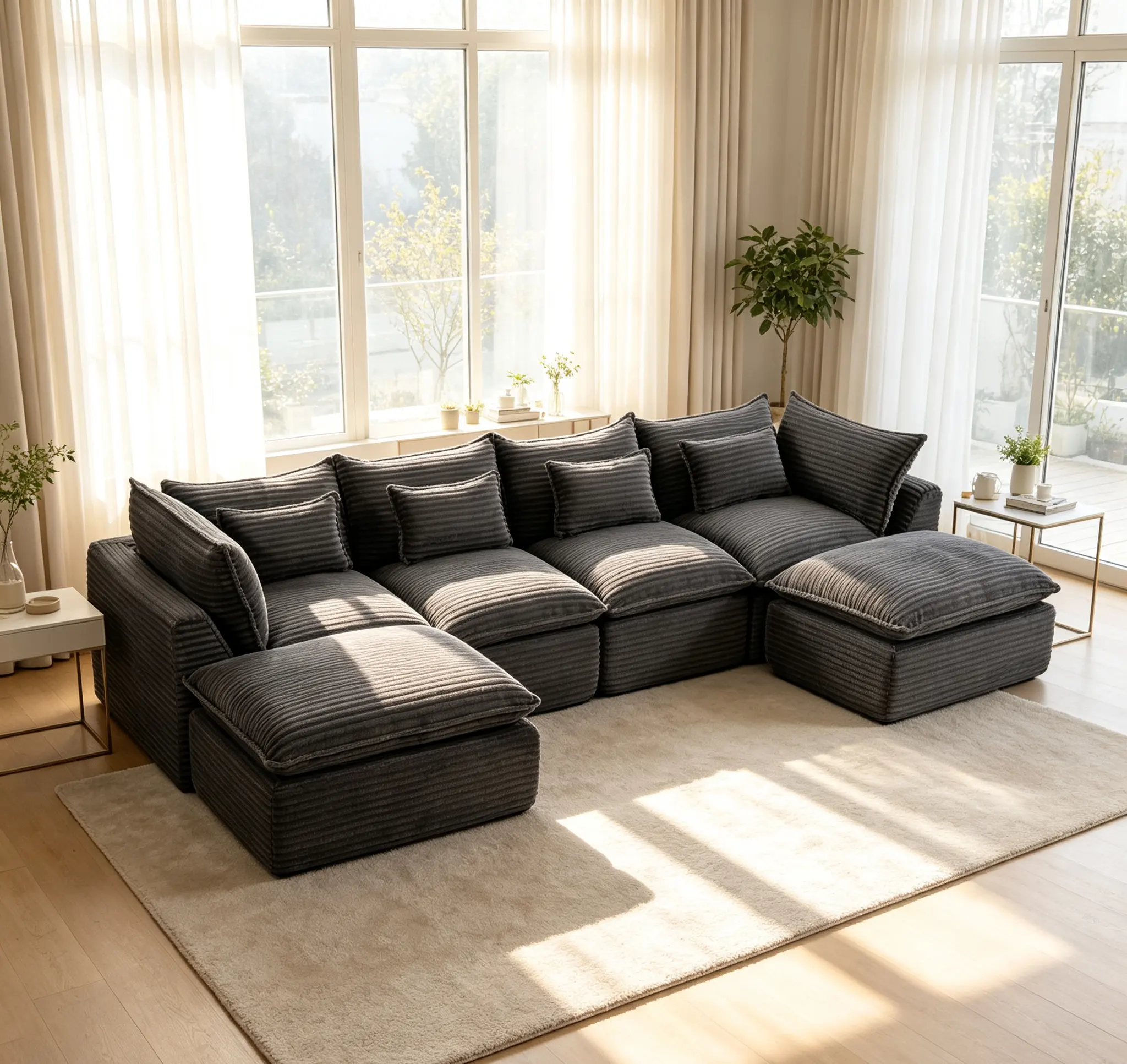 129.8" Width Cloud Couch Oversized Modular Sectional