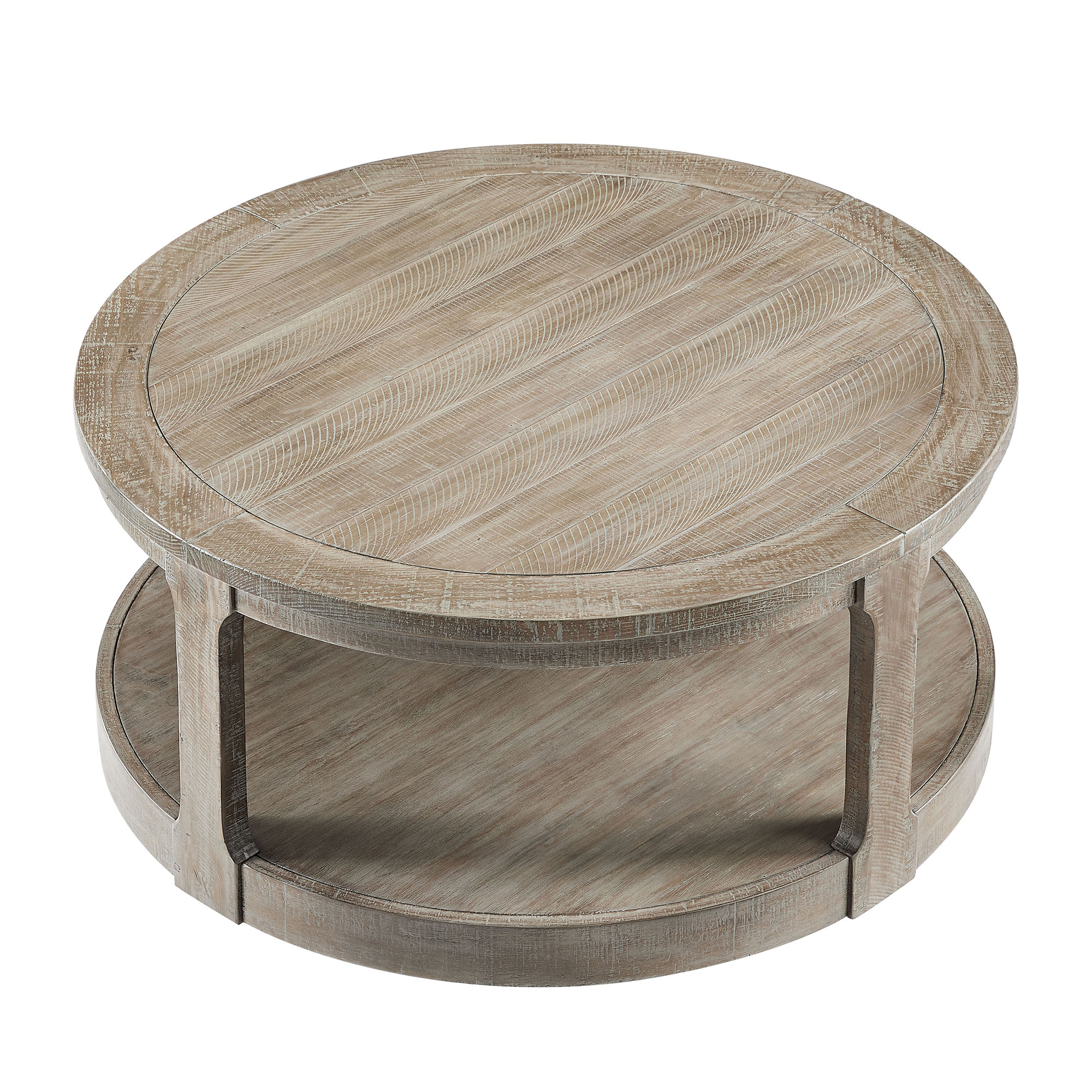 40inch Large Curved 2 Tier Traditional Round Circle Wooden Center Coffee Table,Rounded Table with Wheels,Mid Century Rustic Style Table for living Room,Office,Apartment,Light Brown — foto 5