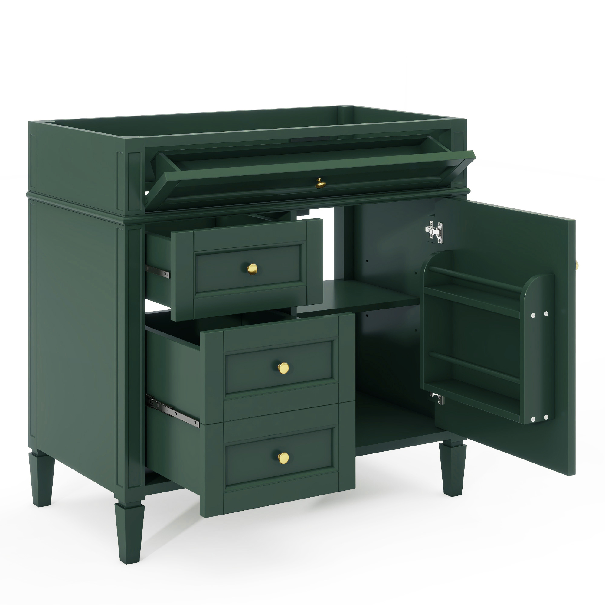 36'' Bathroom Vanity without Top Sink, Modern Bathroom Storage Cabinet with 2 Drawers and a Tip-out Drawer, Solid Wood Frame (NOT INCLUDE BASIN SINK; REPLACE WF315154AAF)