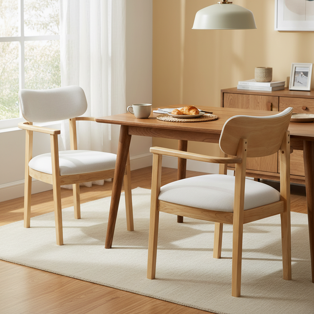Indoor Upholstered Dining Chairs (Set of 2), Natural — foto 8