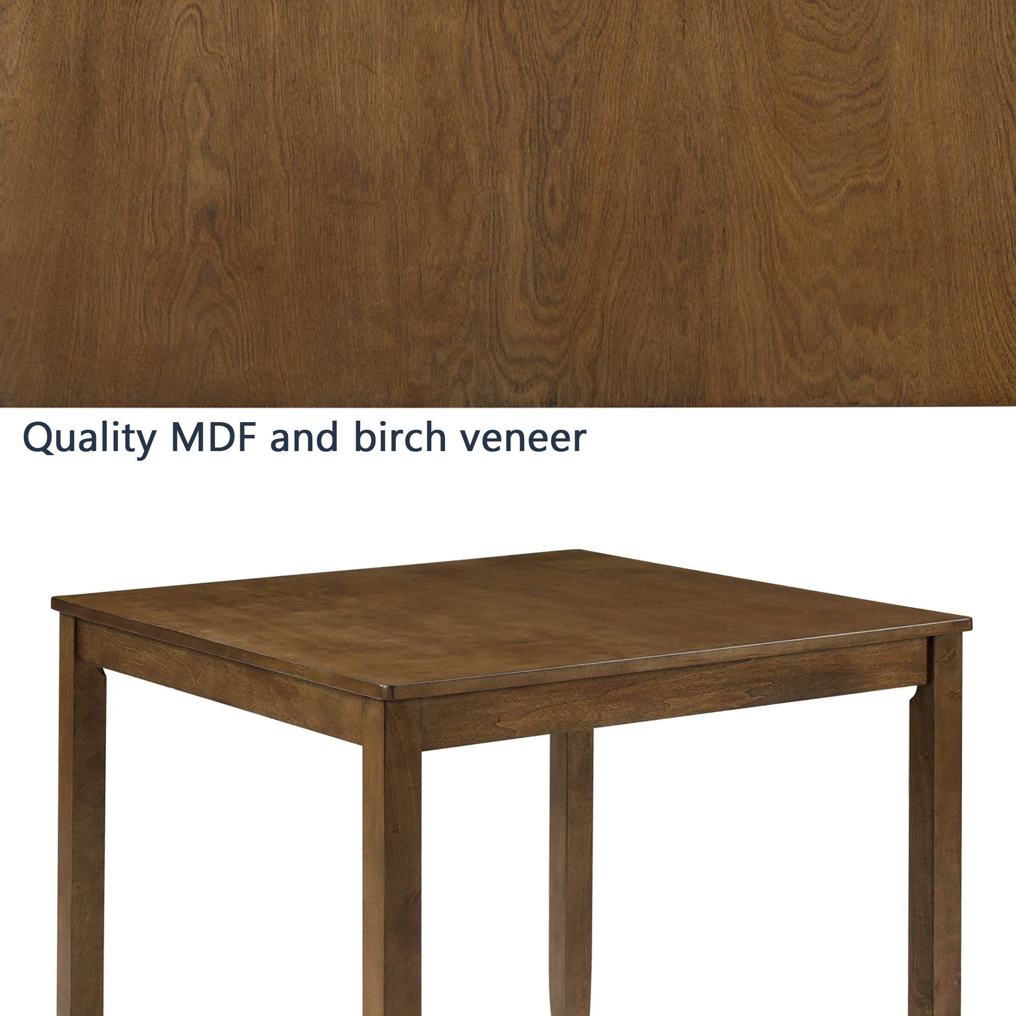 Wooden Dining Square Table, Kitchen Table for Small Space, 4 Person Dining Table, Oak ONLY THE TABLE 4