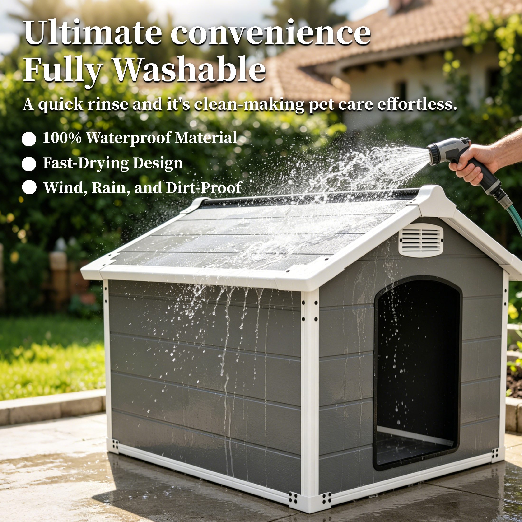 50.5" Large Dog House for Large Breeds, Outdoor Indoor Heavy Duty Pet House, Waterproof UV Protected, Scratch Resistant Double-Wall PP Board, Front & Rear Vents – Easy Clean & Washable — foto 5