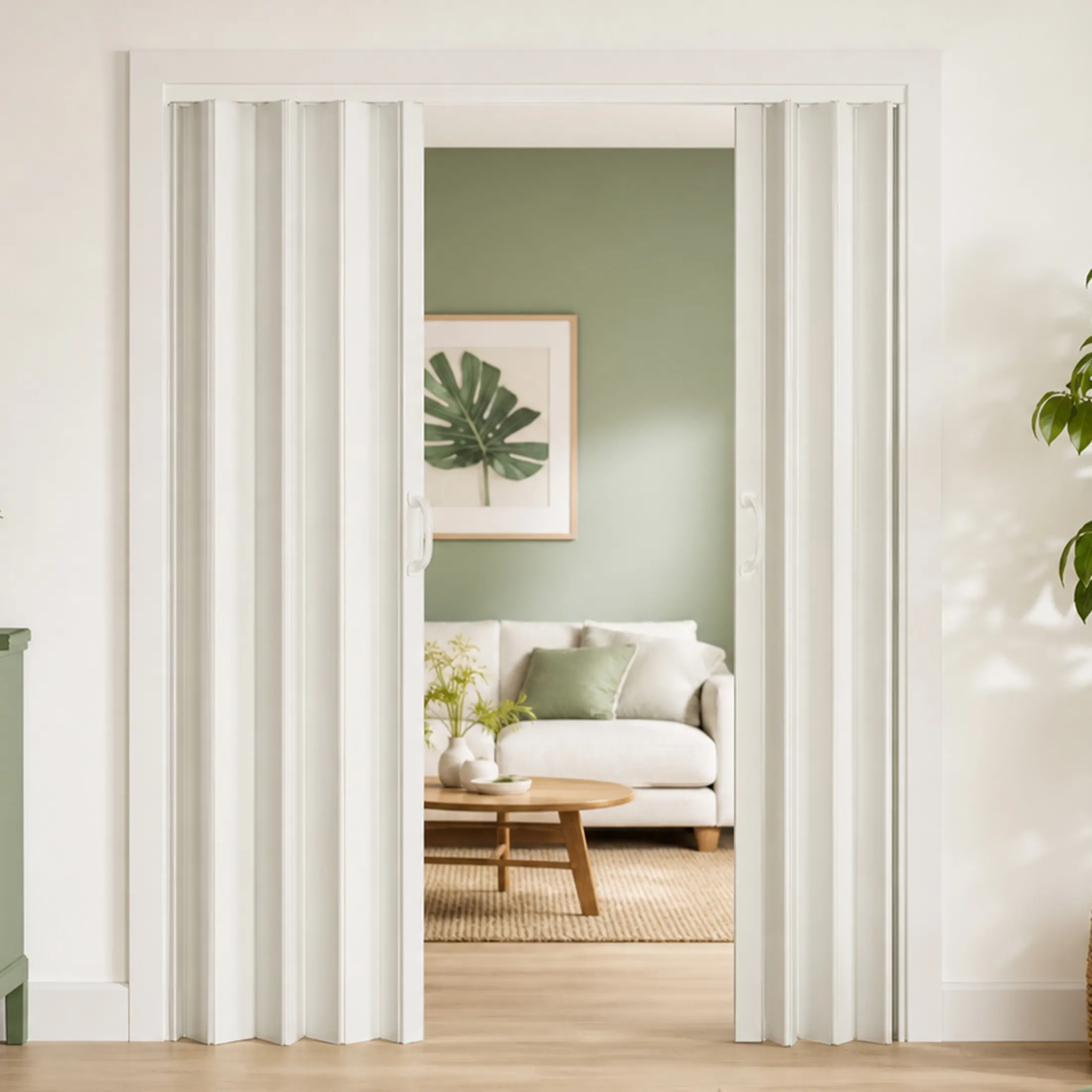 59"x77" PVC Accordion Folding Door, Double-Opening Heavy