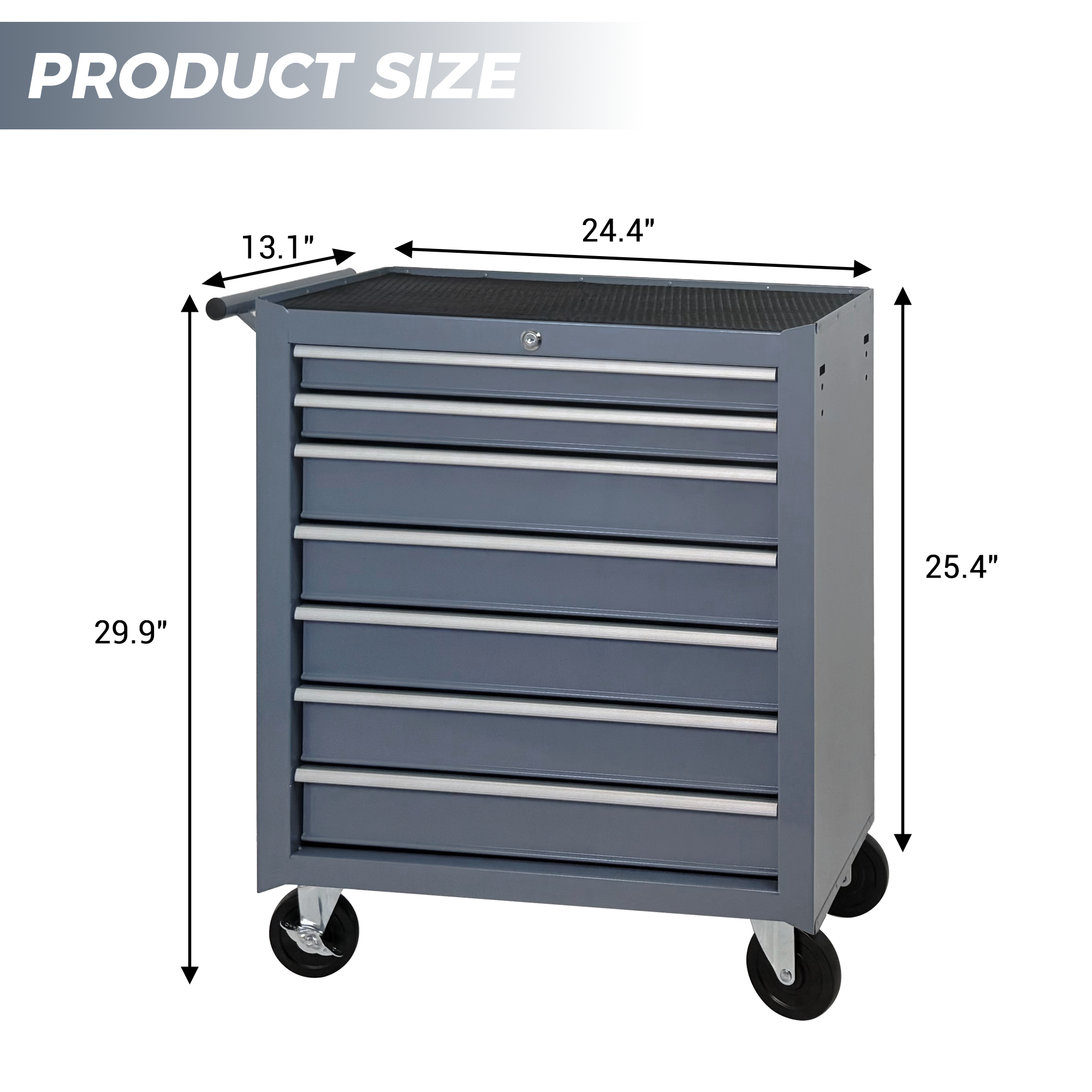 Rolling Tool Chest with 7-Drawer Tool Box with Wheels Multifunctional Tool Cart Mechanic Tool Storage Cabinet for Garage, Warehouse, Workshop, Repair Shop -GREY — foto 5