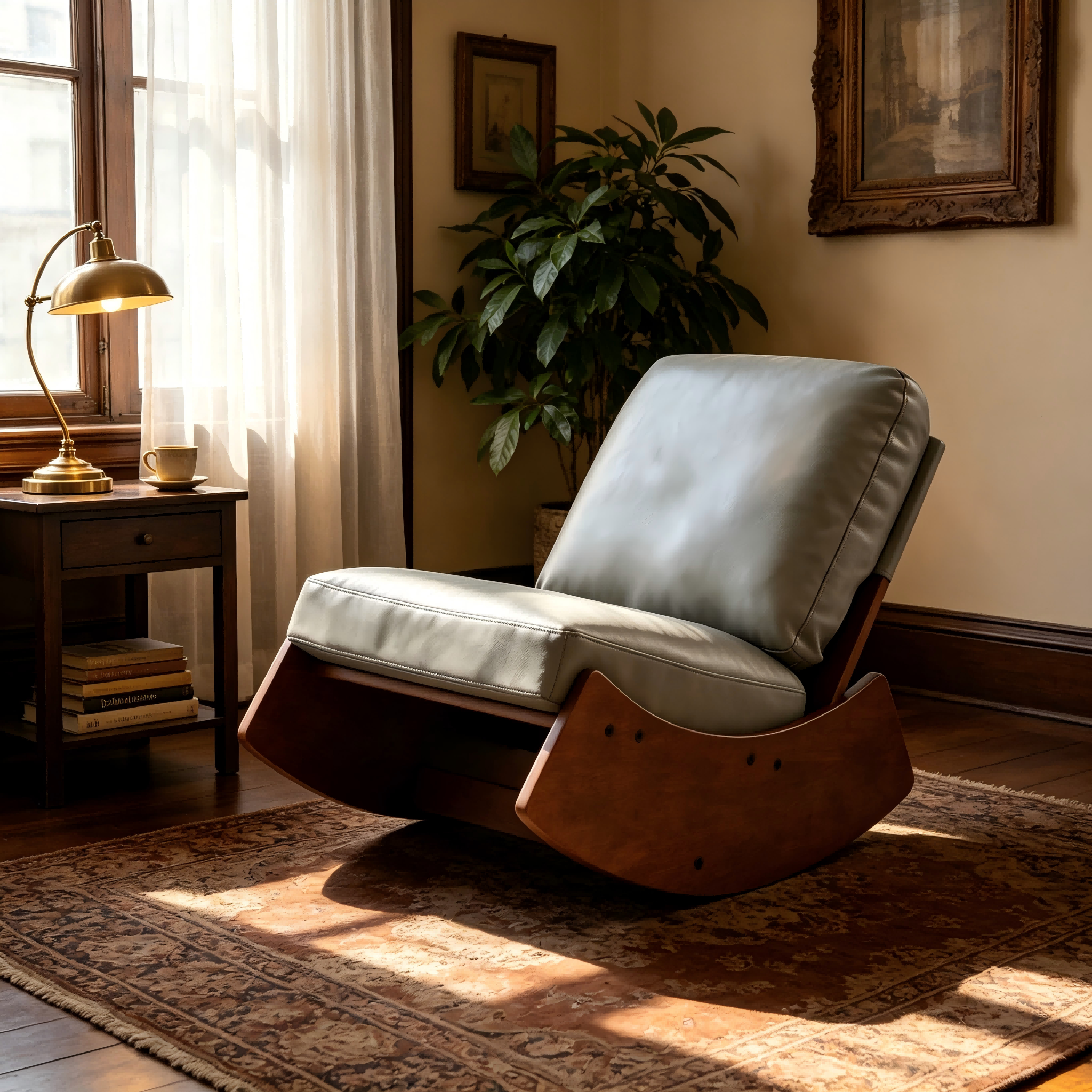 Faux Leather Glider Rocking Chair