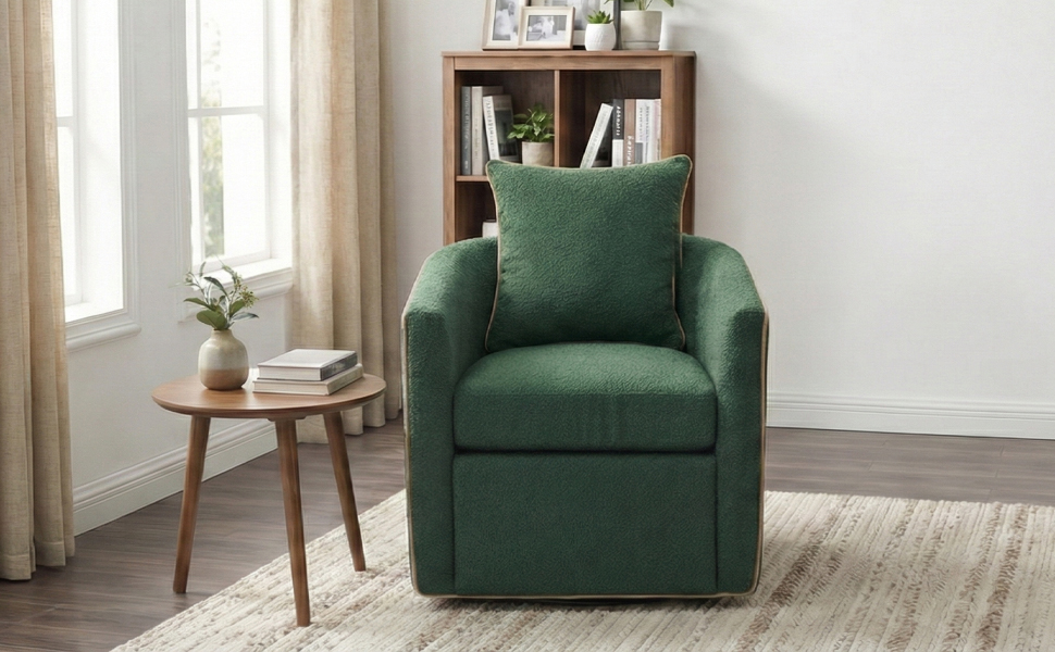 Swivel Accent Chair Upholstered Club Chair Barrel Sofa Chair for Living Room , Reading Corner, and Small Spaces, Green — foto 6