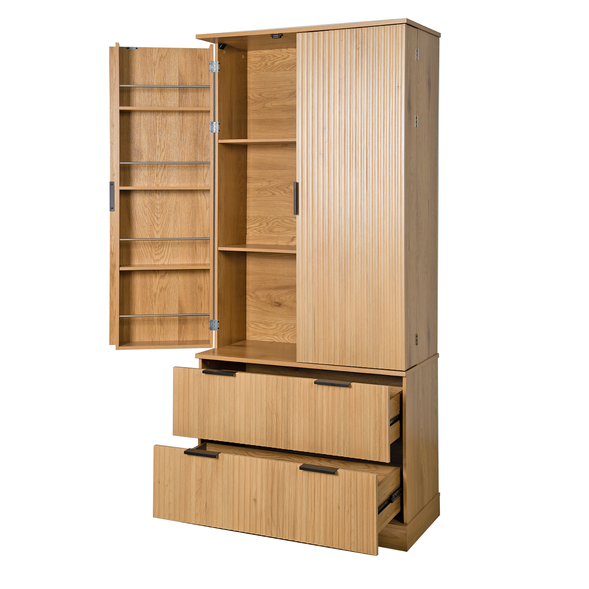 Fluted Kitchen Pantry Cabinet