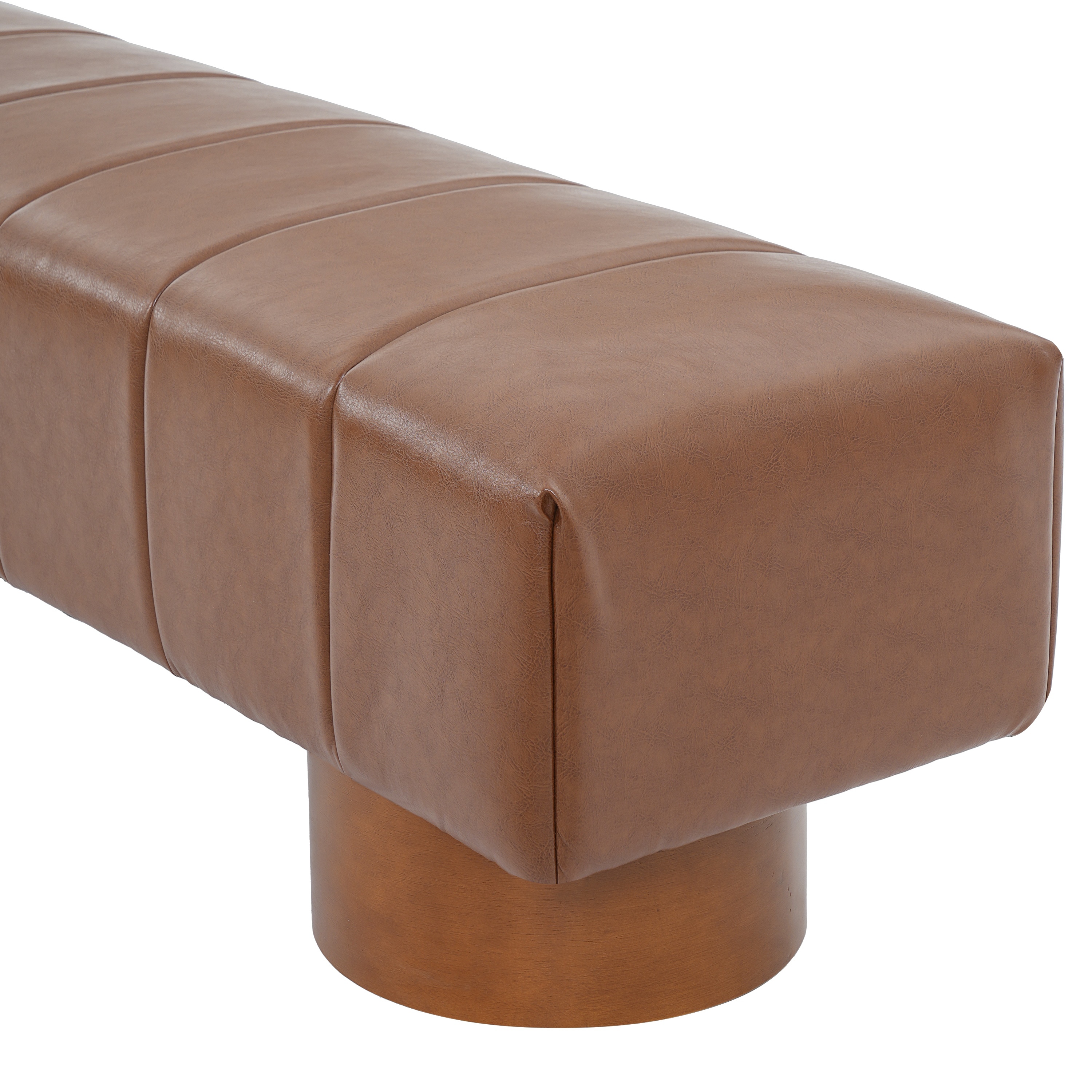 Brown PU Upholstered Dining Bench, picture 4 of 4
