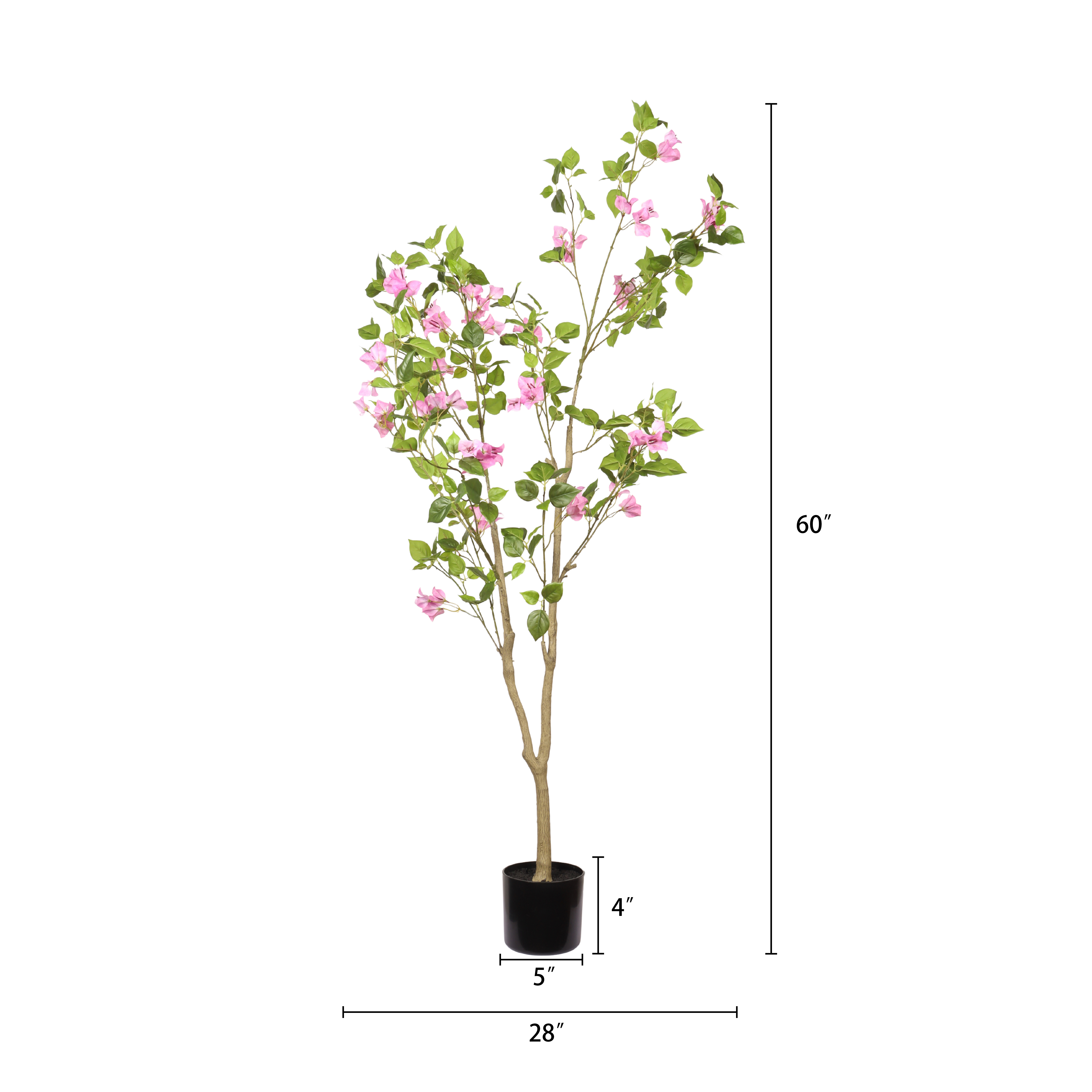 5FT Artificial Bougainvillea Tree with Black Plastic Pot, Realistic Fake Flowering Tree for Indoor Home Office Decor, Potted Faux Plant, 1pc/set — foto 6