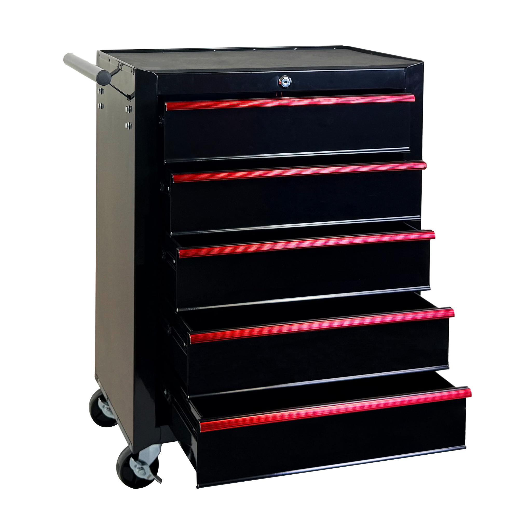 Rolling Metal Tool Chest with 5 Drawers, 20" 5-Drawer Tool Chest Cabinet with Ball Bearing Drawer Slides, Steel Tool Storage Box Organizer -BLACK — foto 6