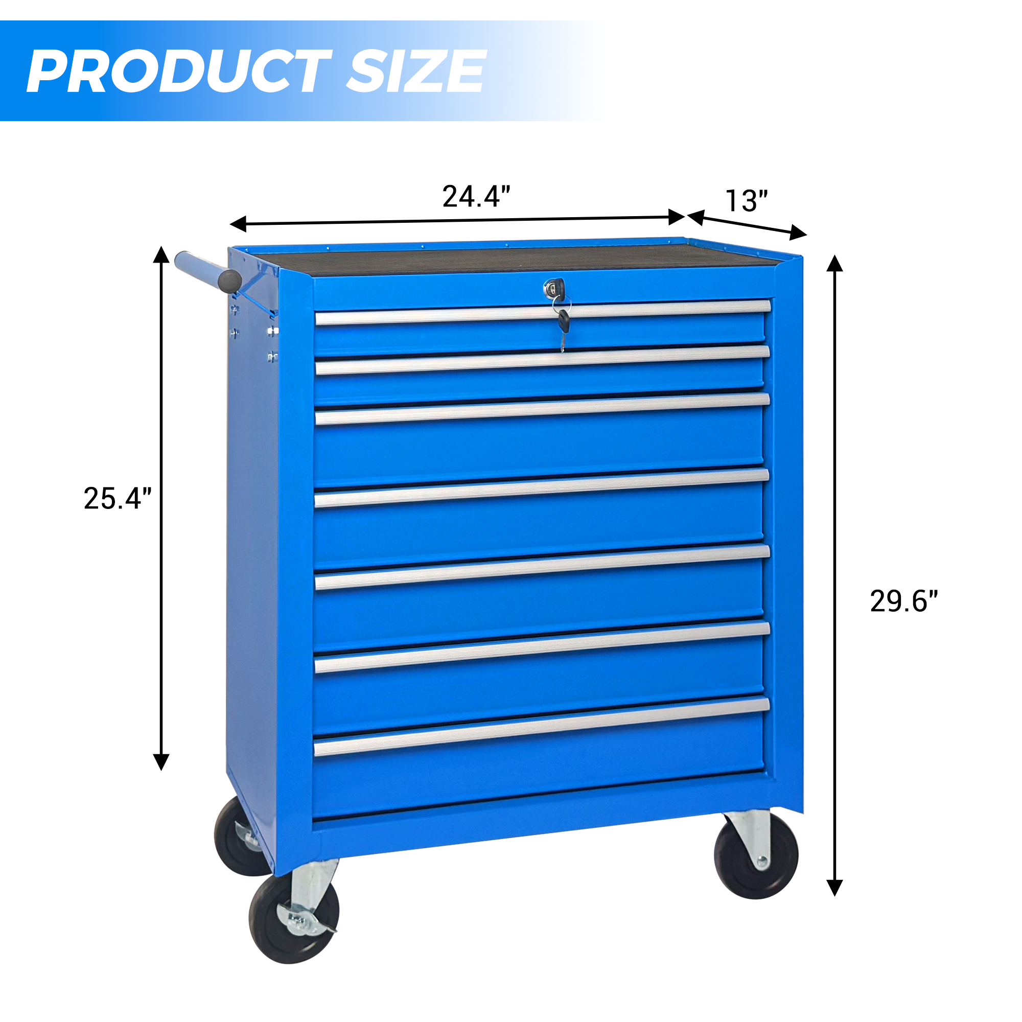 Rolling Tool Chest with 7-Drawer Tool Box with Wheels Multifunctional Tool Cart Mechanic Tool Storage Cabinet for Garage, Warehouse, Workshop, Repair Shop -BLUE