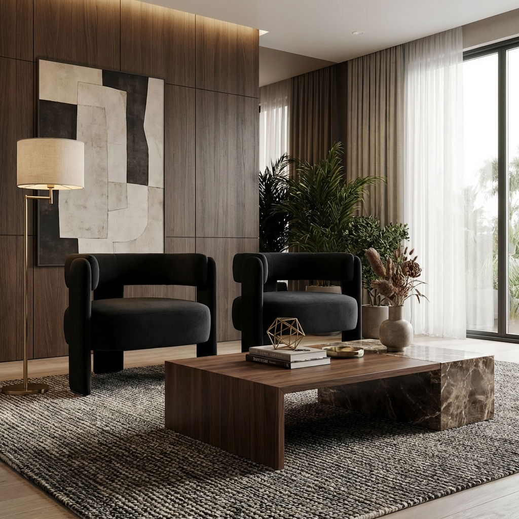 Accent Chair for Living Room, Velvet Comfy Single Sofa Chair Mid-Century Modern Armchair Wooden Legs for Bedroom Office Reading — foto 3
