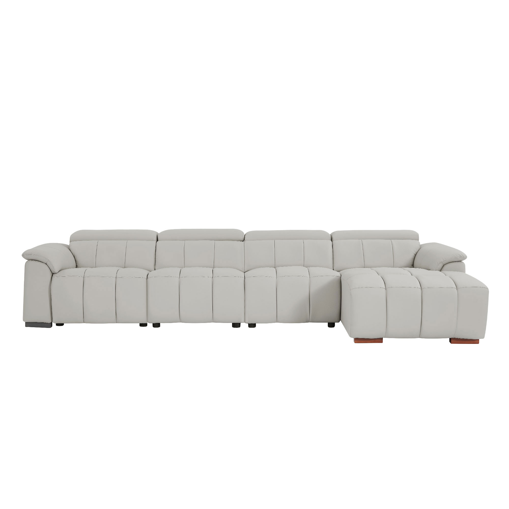 4 Seats Wall-Hugger Reclining Sofa Modern Electric Control Genuine Leather L Shaped Couch,Lounge Seat Theater Seating Furniture with USB Port, Sofa with Headrest & Footrest for Living Room,Apartment — foto 4