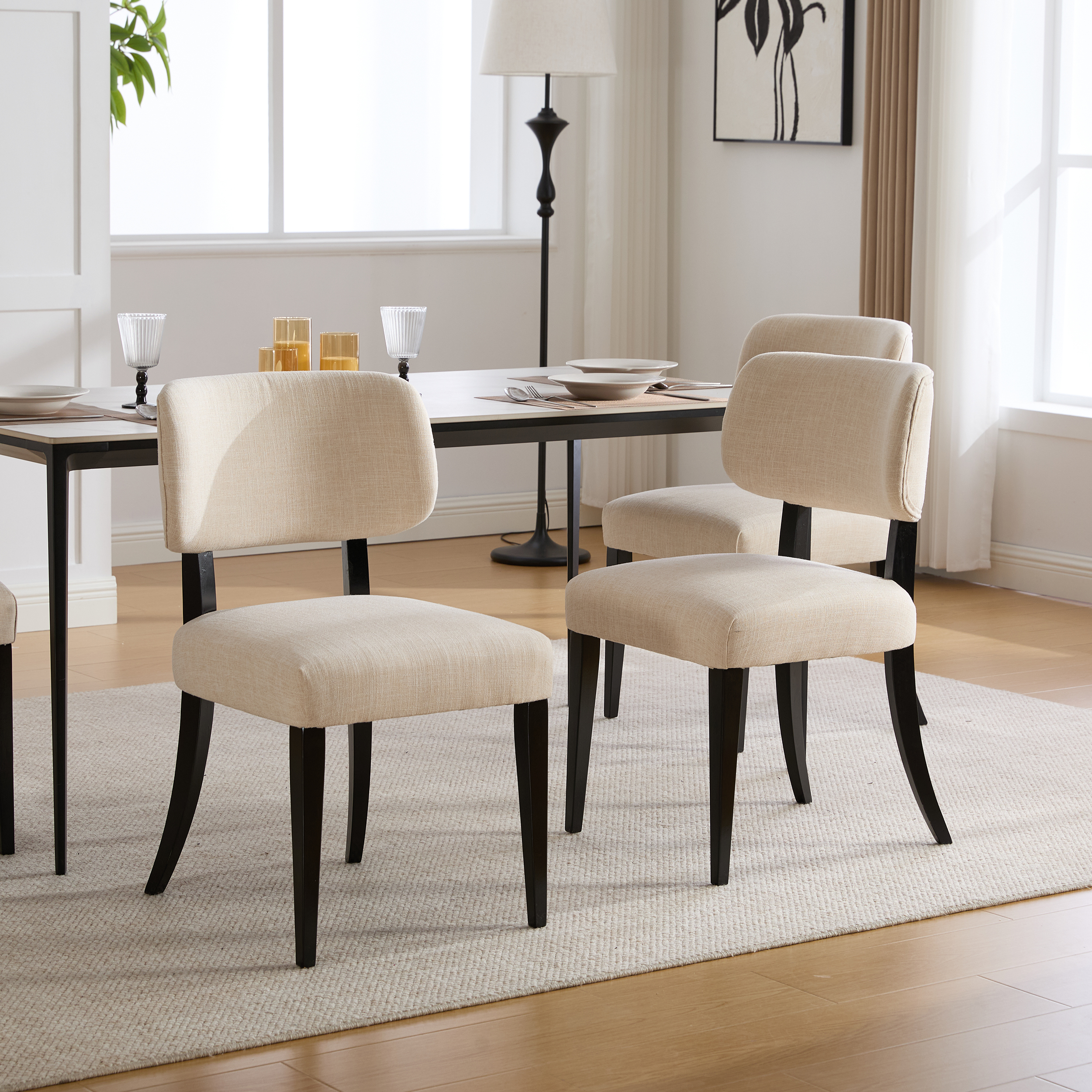 Wooden Dining Chairs Set of 2, Modern Fabric Upholstered Dining Room Chair Kitchen Chairs, Farmhouse Dinner Chair for Kitchen Dining Room 8