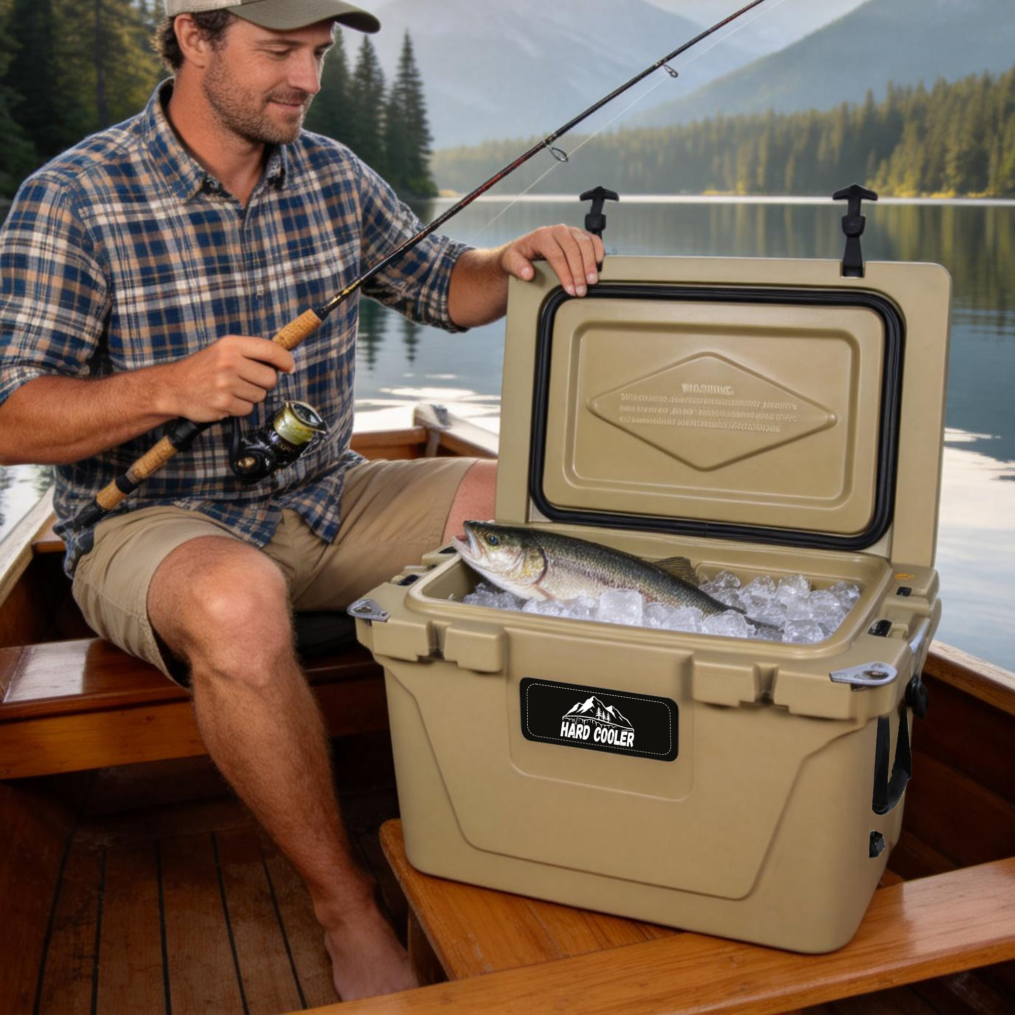 50 Quart Khaki Cooler, Ultra-Light Insulated Ice Chest – Heavy-Duty Hard Shell Cooler with 6-Day Ice Retention for Camping, Tailgating, Job Site & Outdoor Adventures — foto 5