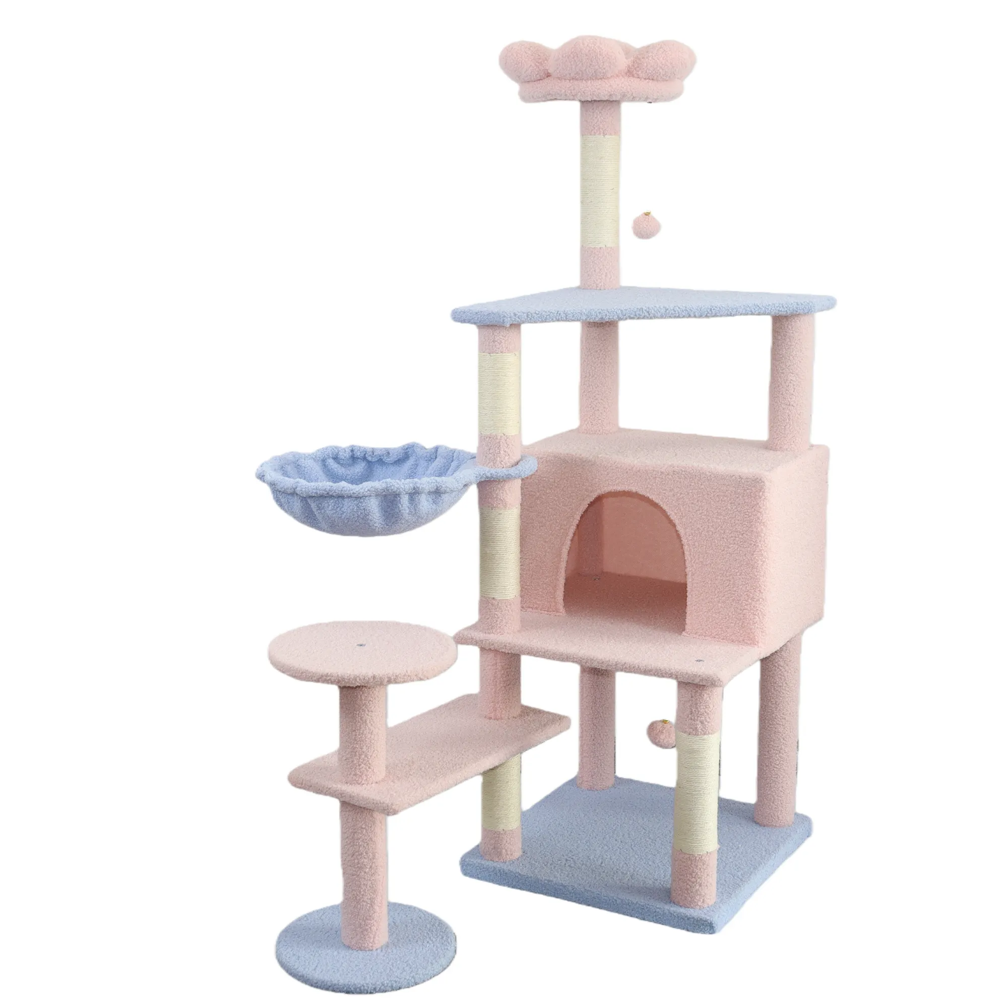 flower cat tree with large condo removable