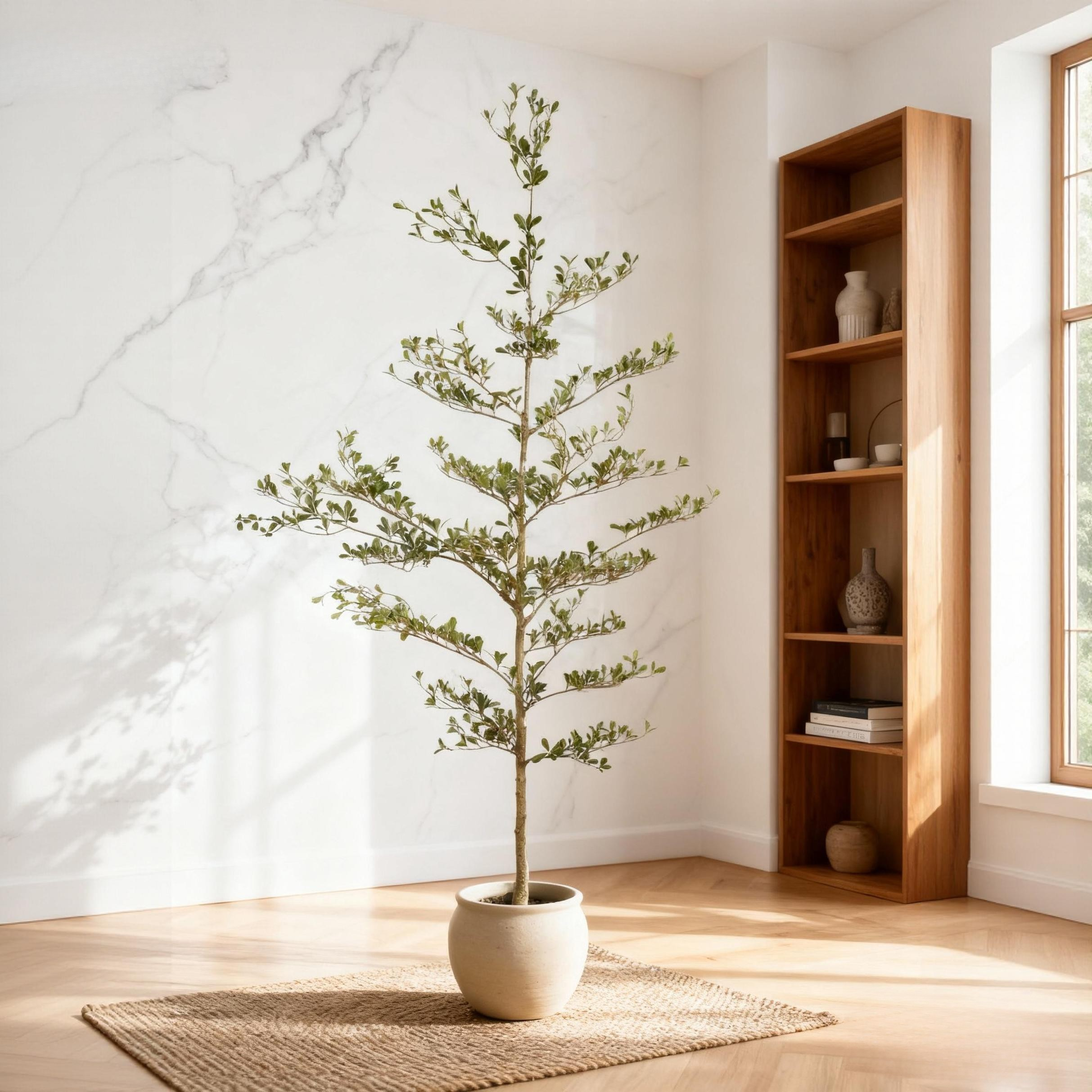 7FT Artificial Black Olive Tree with Black Plastic Pot, Realistic Tall Fake Plant for Indoor Home Living Room Corner Decoration, 1pc/set — foto 2