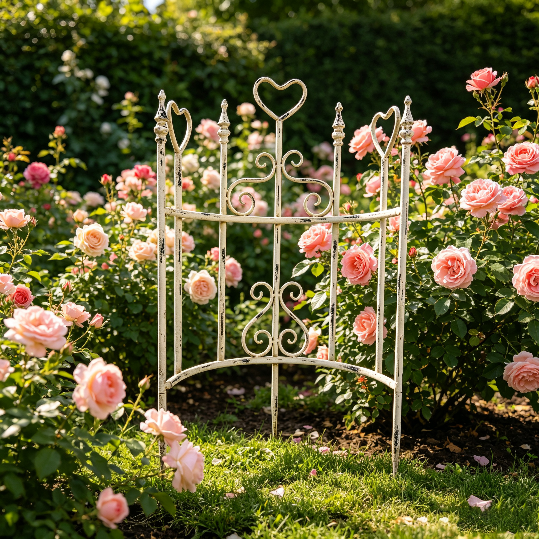 2pcs Iron Garden Fence, Pretty Vintage Green Rustic Style Decorative Fence Pannels, Outdoor Yard Landscape Pathway Border Panels Anti Animal Flowers Plants Barrier Climbing Trellis ,29.25''*17.51'' — foto 8