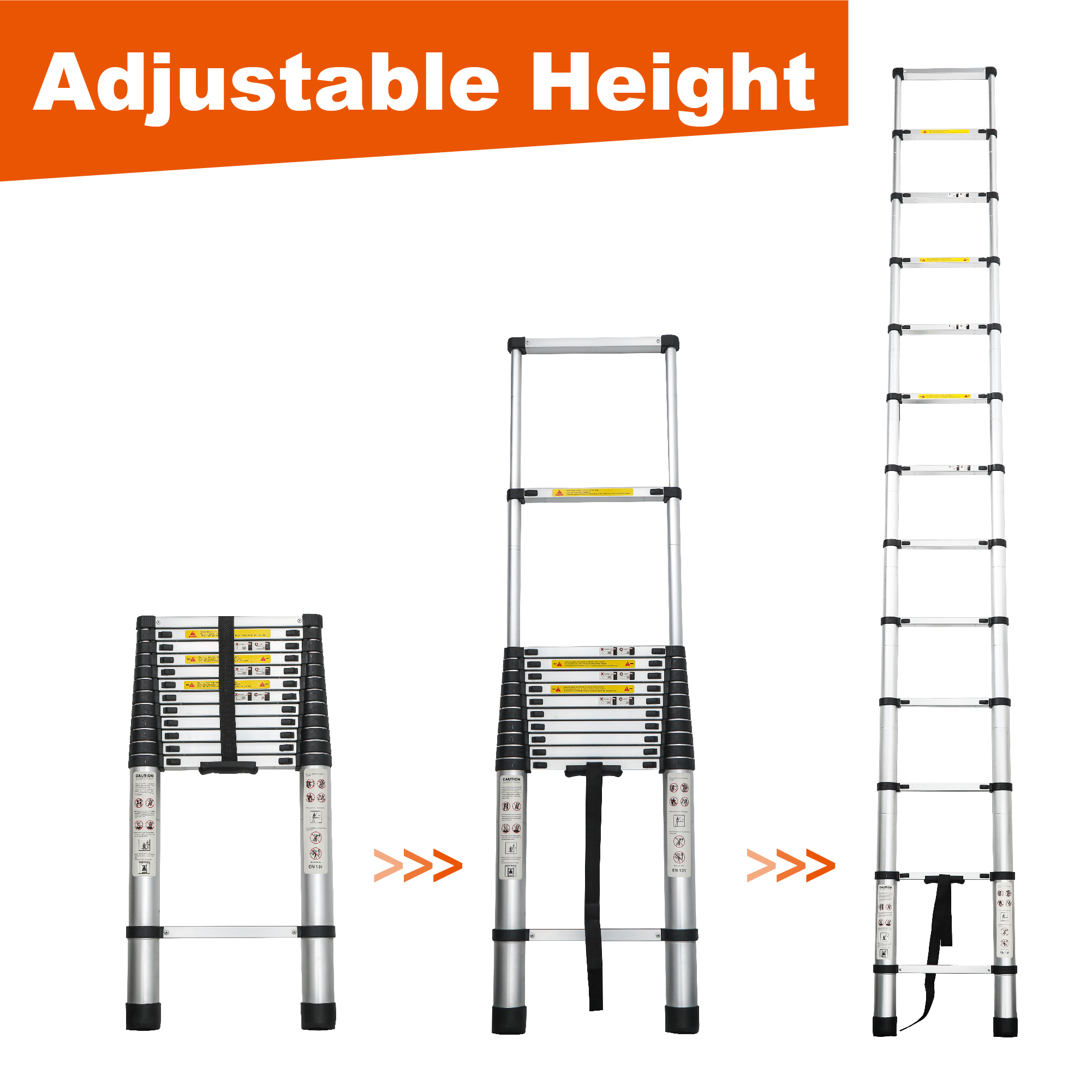 Telescoping Ladder 12.5FT, Telescopic Extension Ladder, Aluminum Alloy Folding Ladder Portable Multi-Purpose for Indoor Outdoor Work, Heavy Duty 300 lbs Load — foto 8