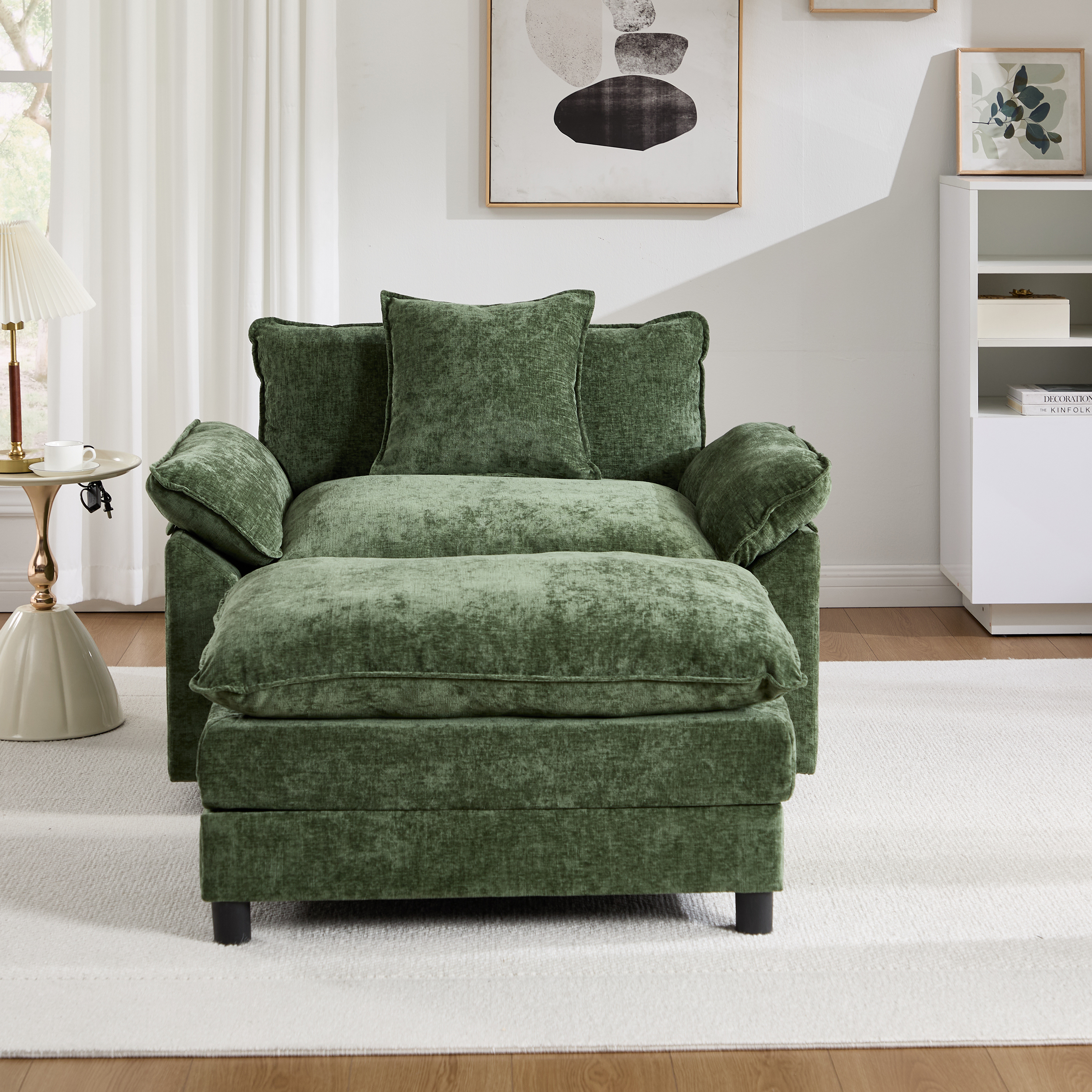 Chenille Accent Chair with Ottoman, picture 3 of 5