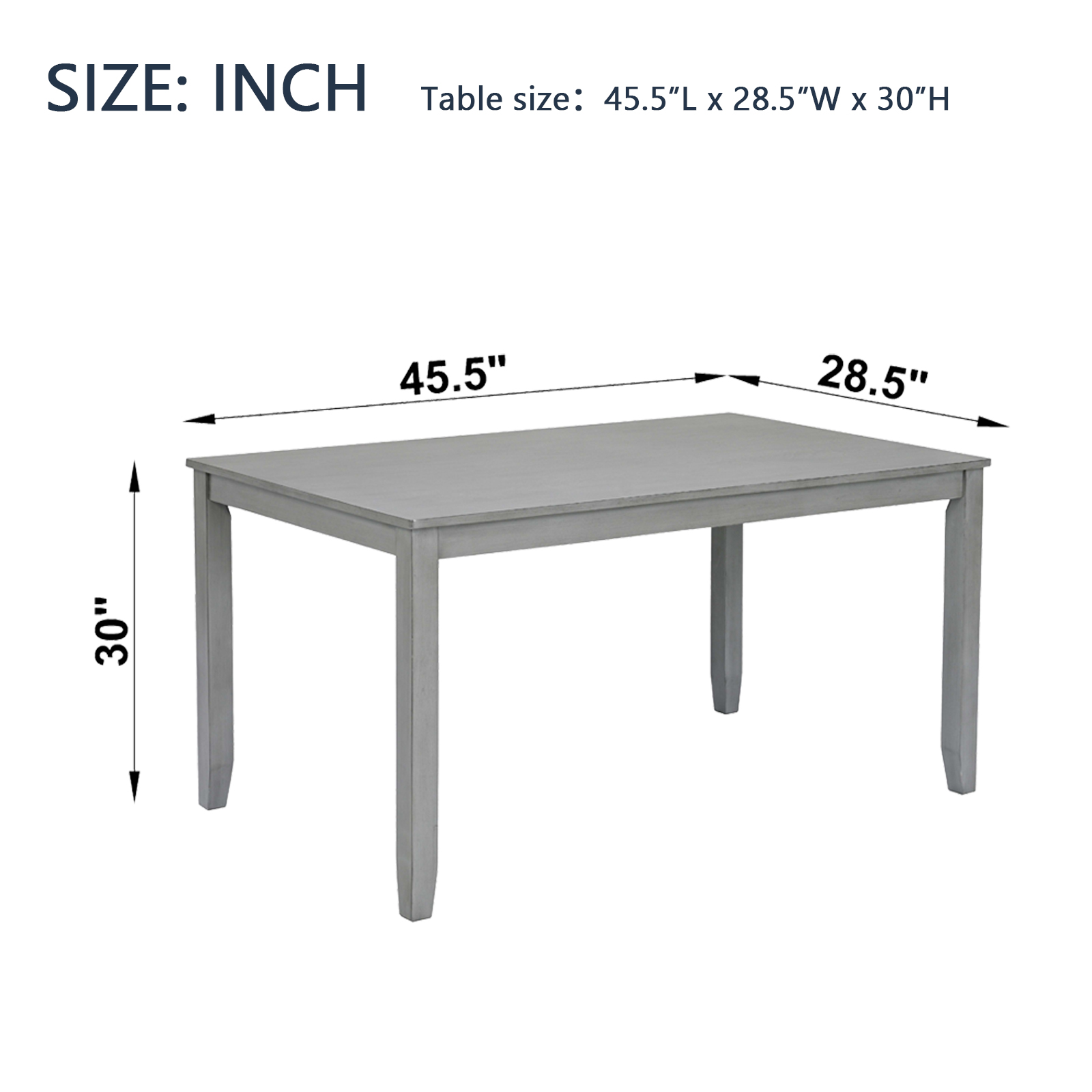 Wooden Dining Rectangular Table, Kitchen Table for Small Space, 4 Person Dining Table, Gray ONLY THE TABLE 3