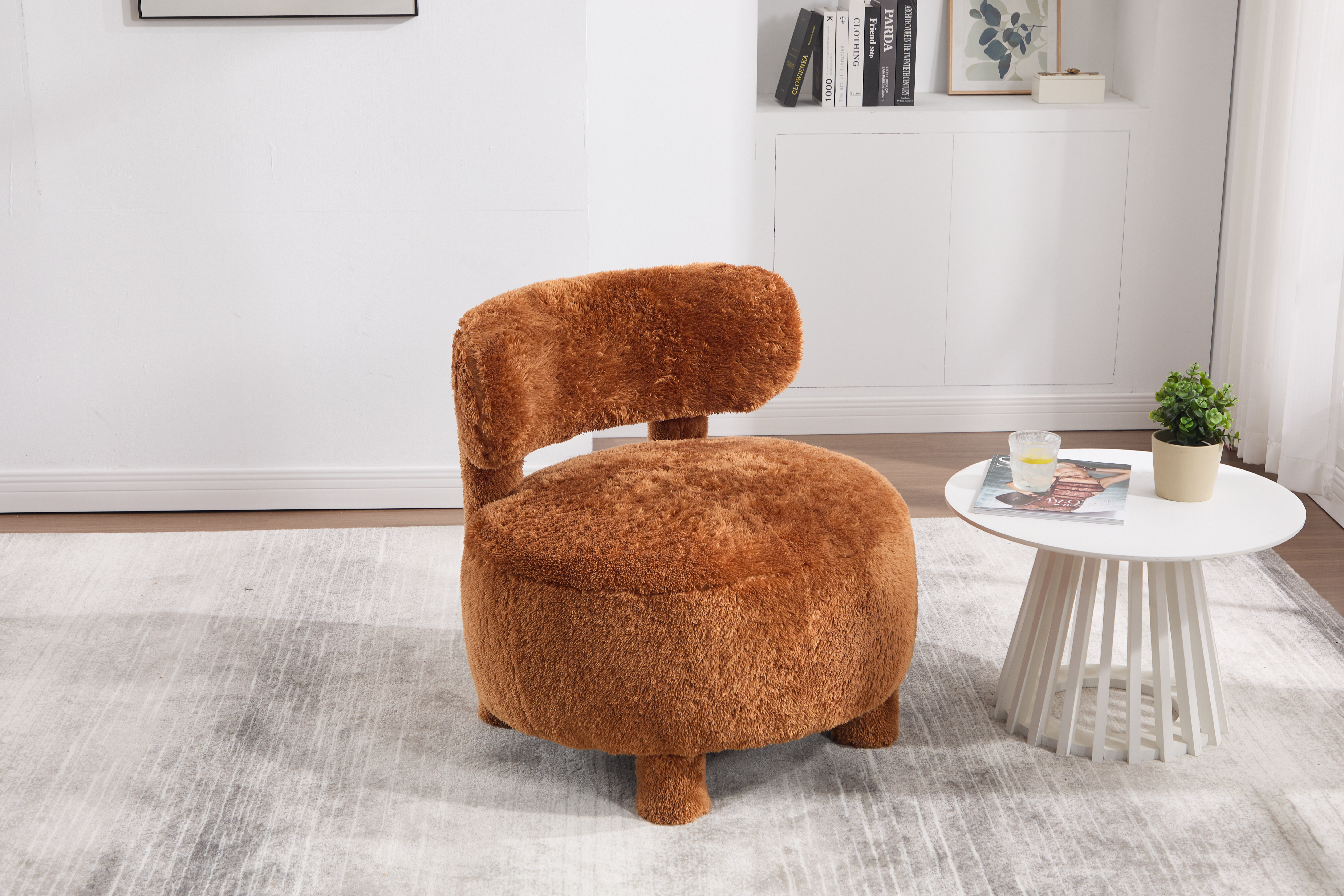 Fur Armless Accent Chair