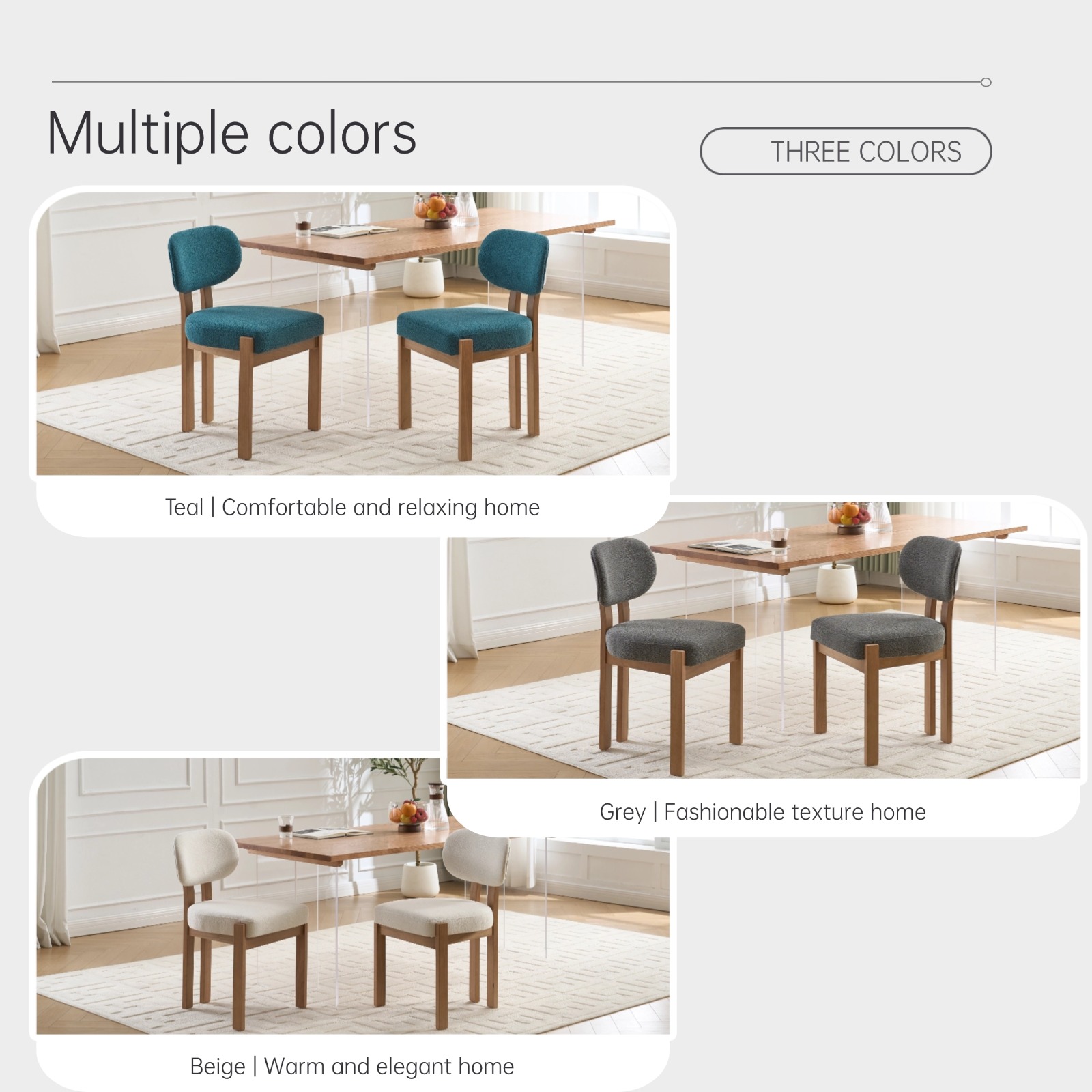 Wooden Dining Chairs Set of 2, Modern Fabric Upholstered Dining Room Chair Kitchen Chairs, Farmhouse Dinner Chair for Kitchen Dining Room 9